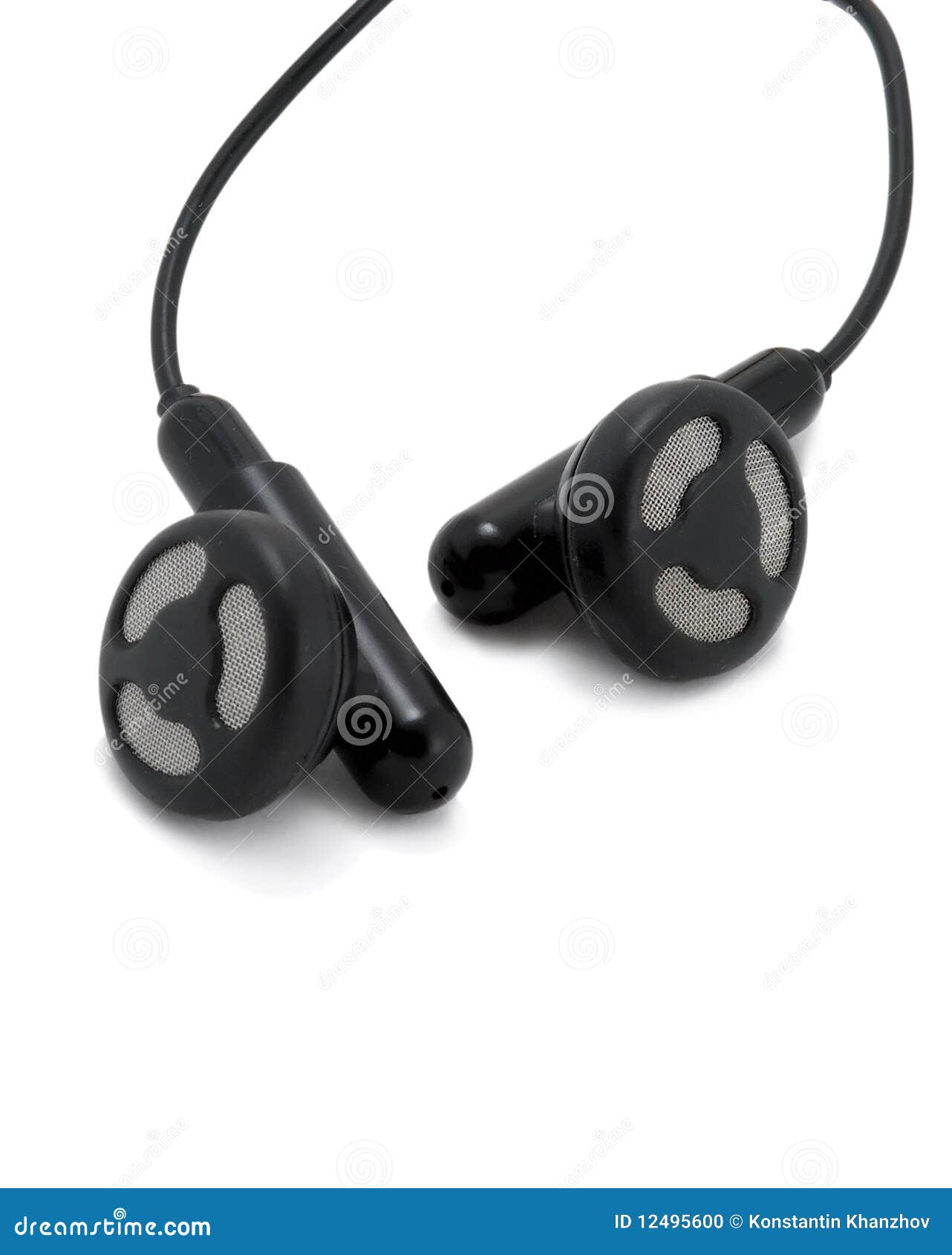 Black Earphones Isolated Over White Stock Photo Image of device, background 12495600