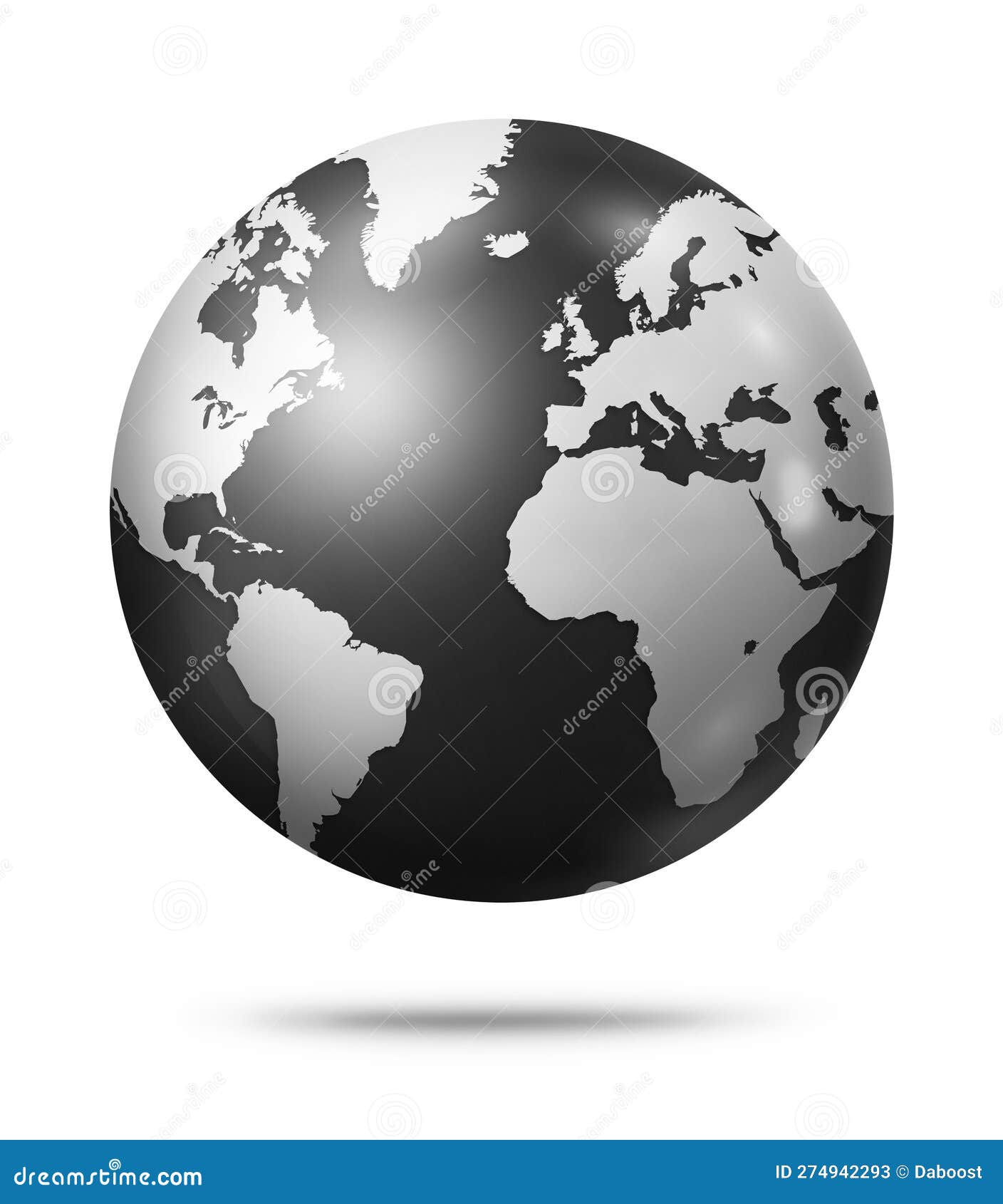 Black Earth Globe Isolated on White Background Stock Illustration
