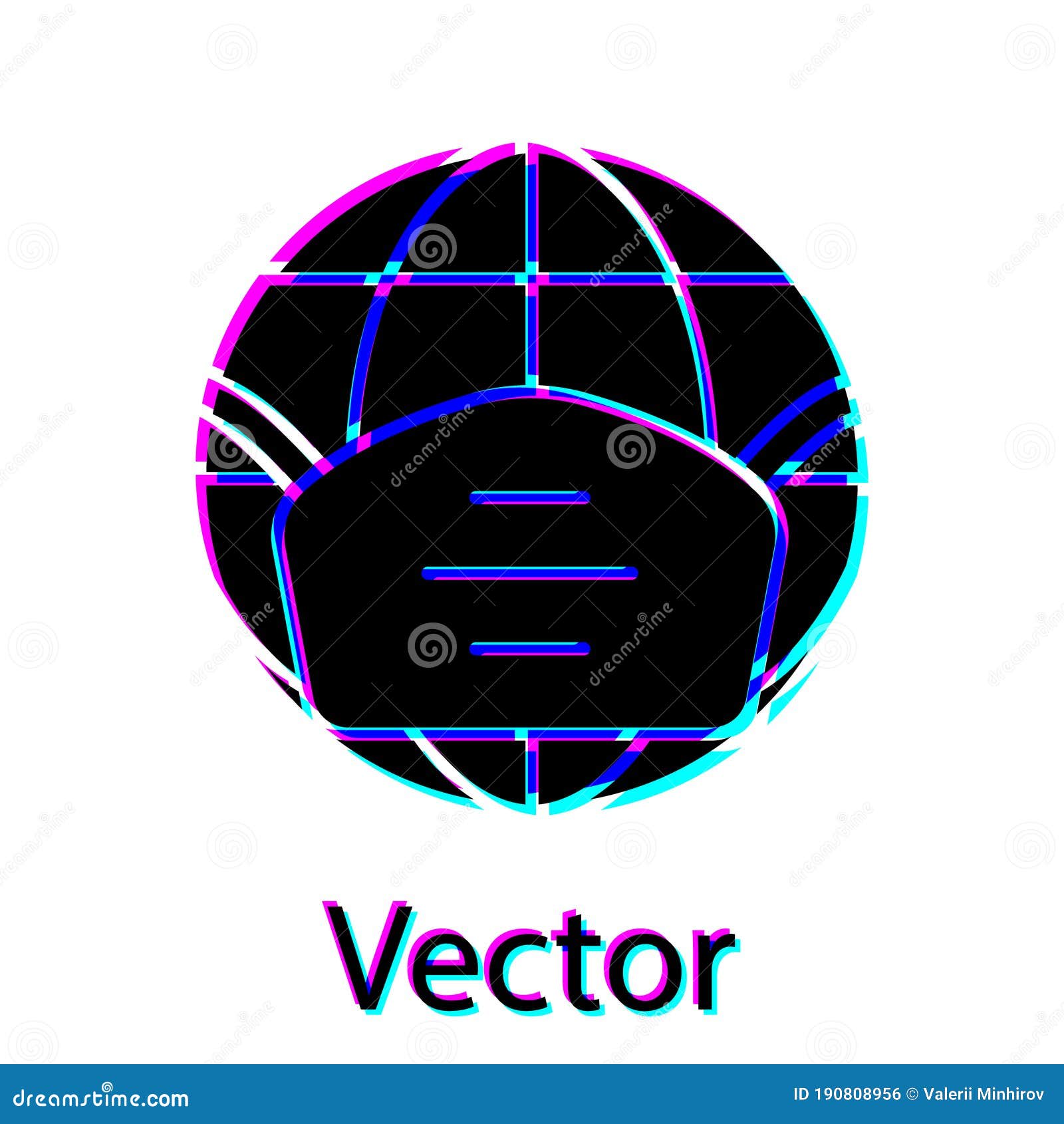 Black Earth Globe with Medical Mask Icon Isolated on White Background