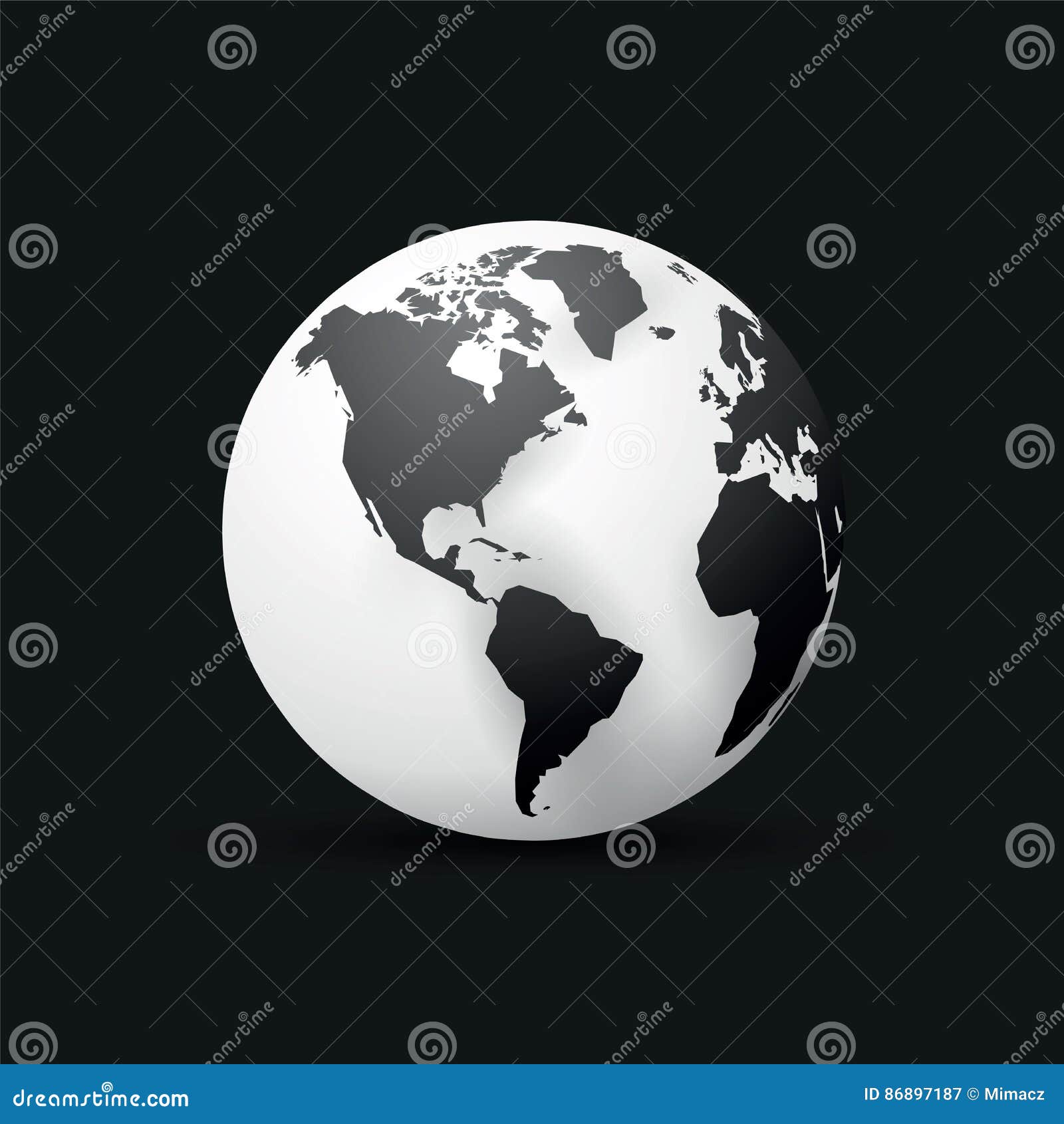Black Earth Globe World Map Design America Stock Illustration