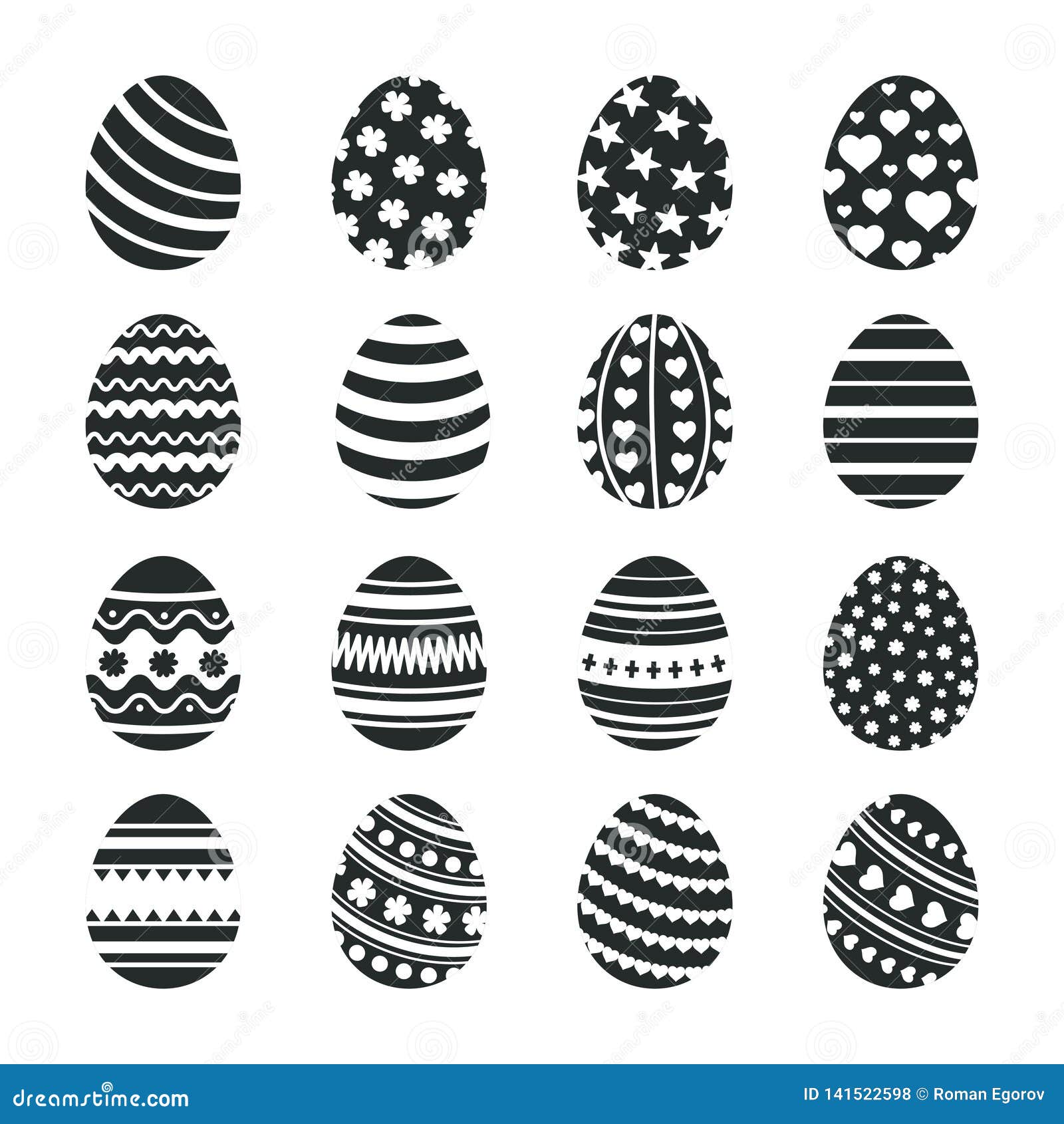 black easter eggs icons. christian tradition happy easter celebration egg   silhouettes