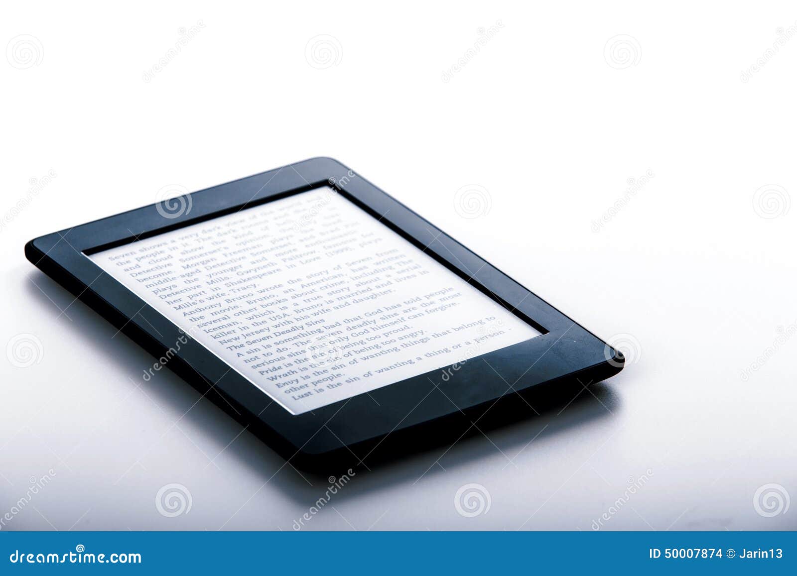 Black Ebook Reader or Tablet on White Background Stock Photo Image of