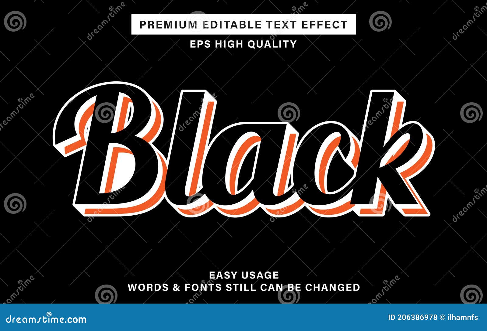 black editable text effect