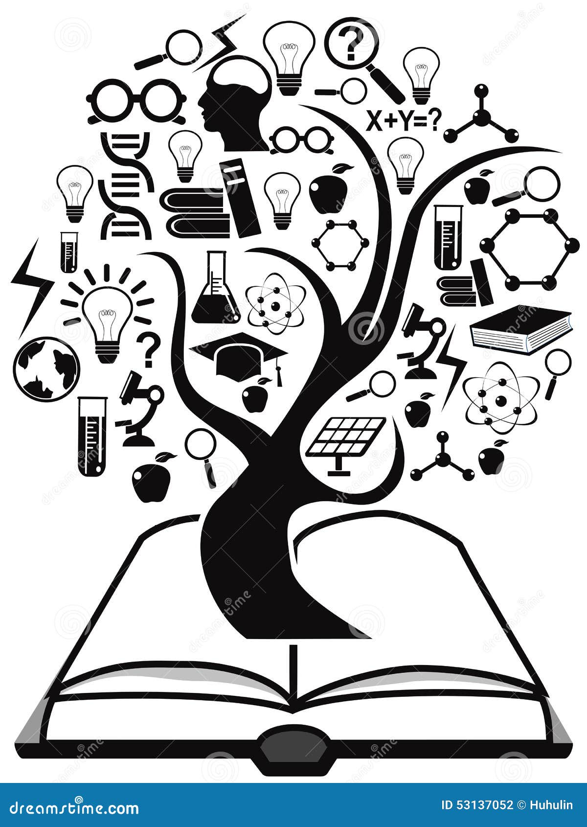Black Education Icons Tree Up From Book Stock Vector - Illustration of