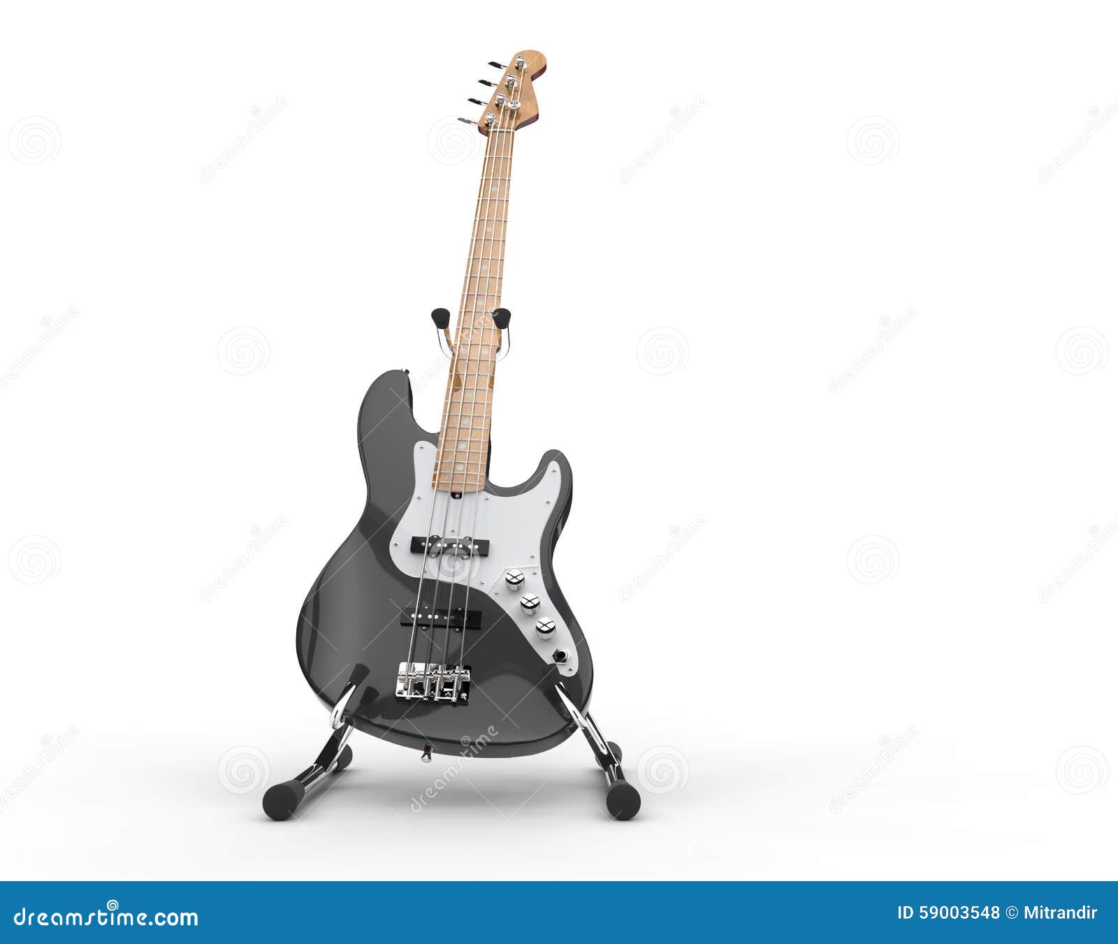 Black Electric Bass on Stand Stock Illustration Illustration of heavy