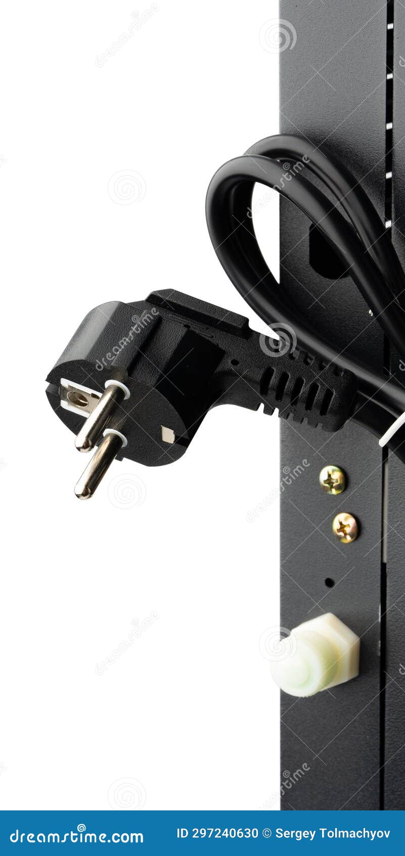 Black Electric Cable Appliance Isolated on White Background Stock Photo