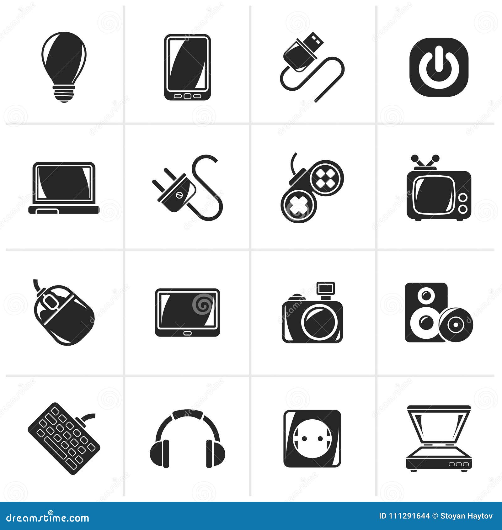Black Electronic Devices Objects Icons Stock Vector Illustration of