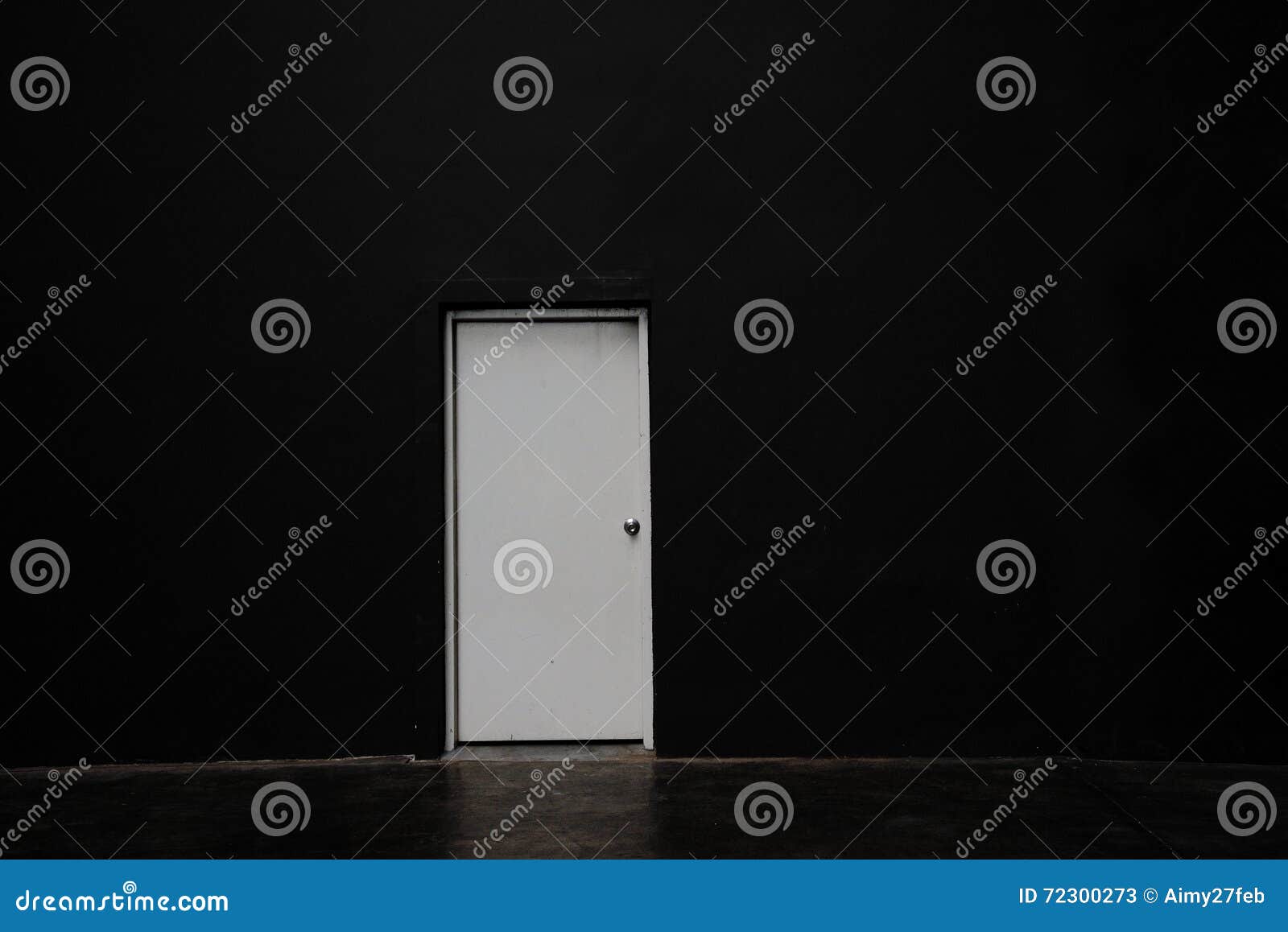 Black Empty Wall with White Door. Stock Image Image of flat