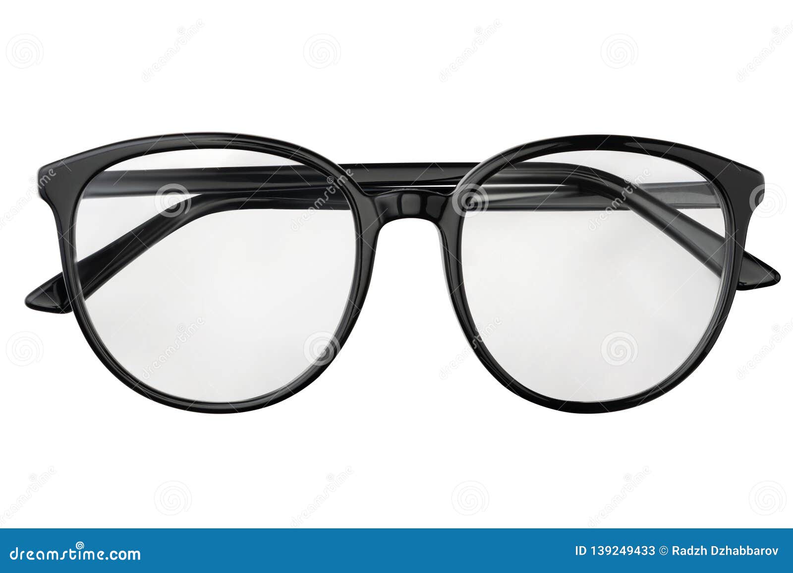 Black Eye Glasses in Round Frame Transparent for Reading or Good Vision,  Top View Isolated on White Background. Glasses Mockup Stock Image - Image  of black, model: 139249433
