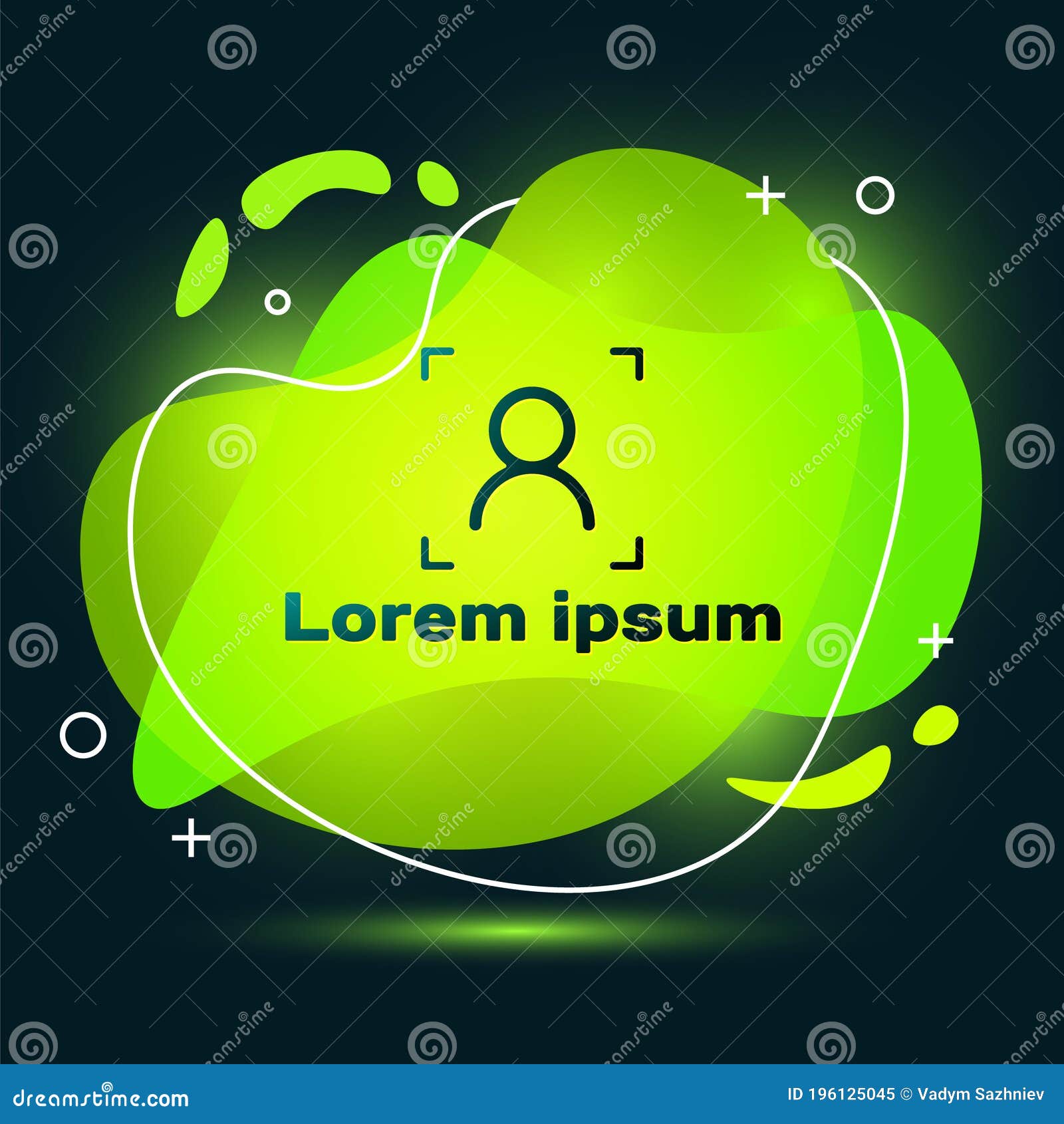 Black Face Recognition Icon Isolated on Black Background. Face