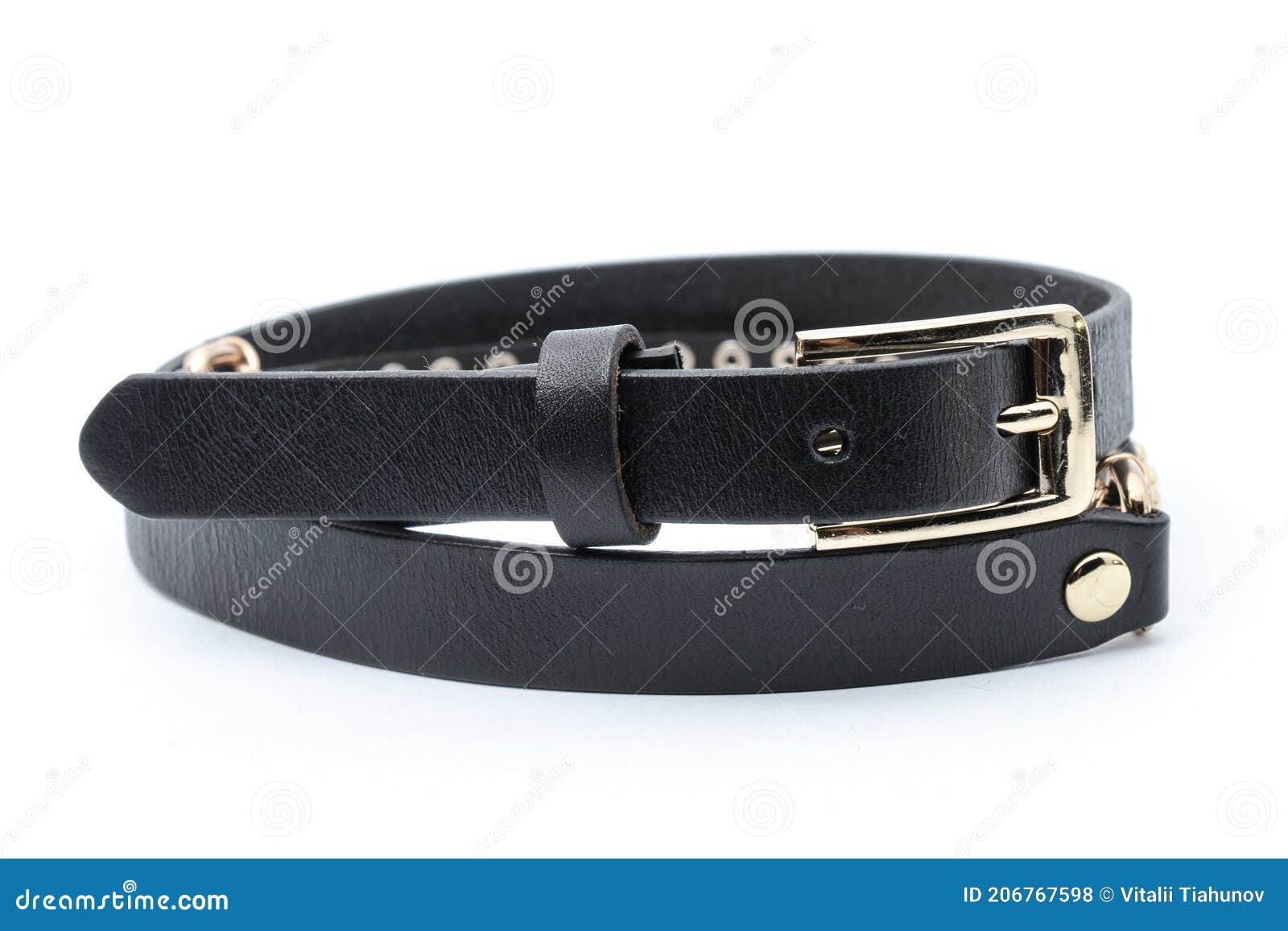 Black Female Belt with a Chain Isolated on White Stock Photo - Image of ...