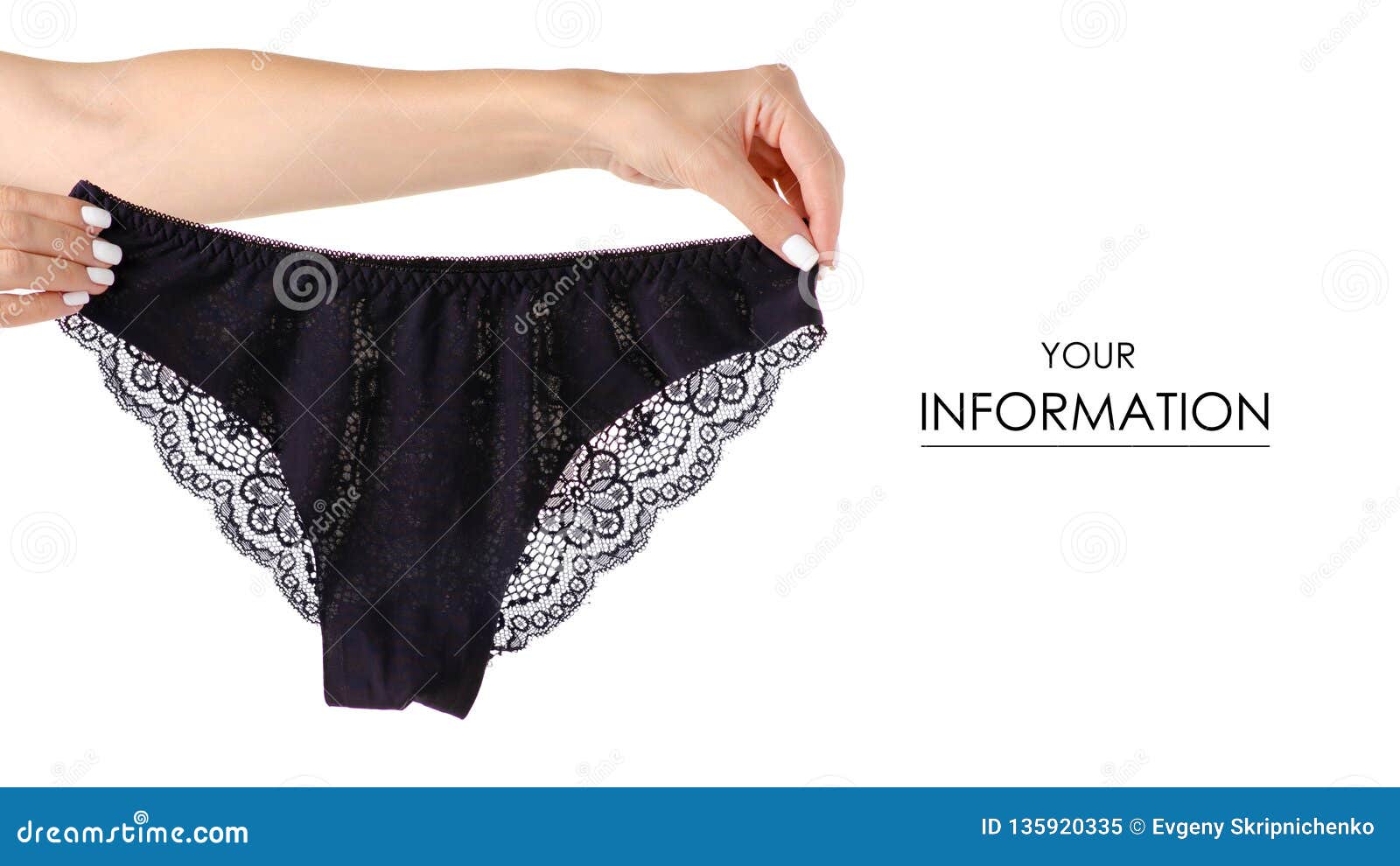 Black Female Panties in Hand Lace Pattern Stock Image - Image of pants ...