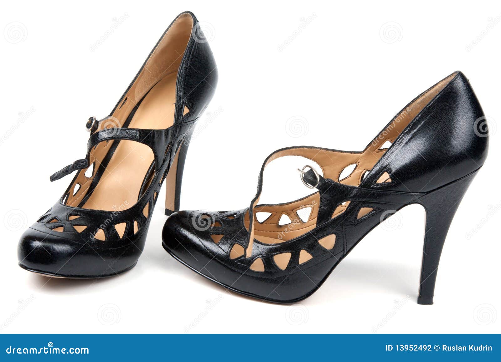 Black Feminine Loafers on High Heel Stock Photo Image of high, beauty