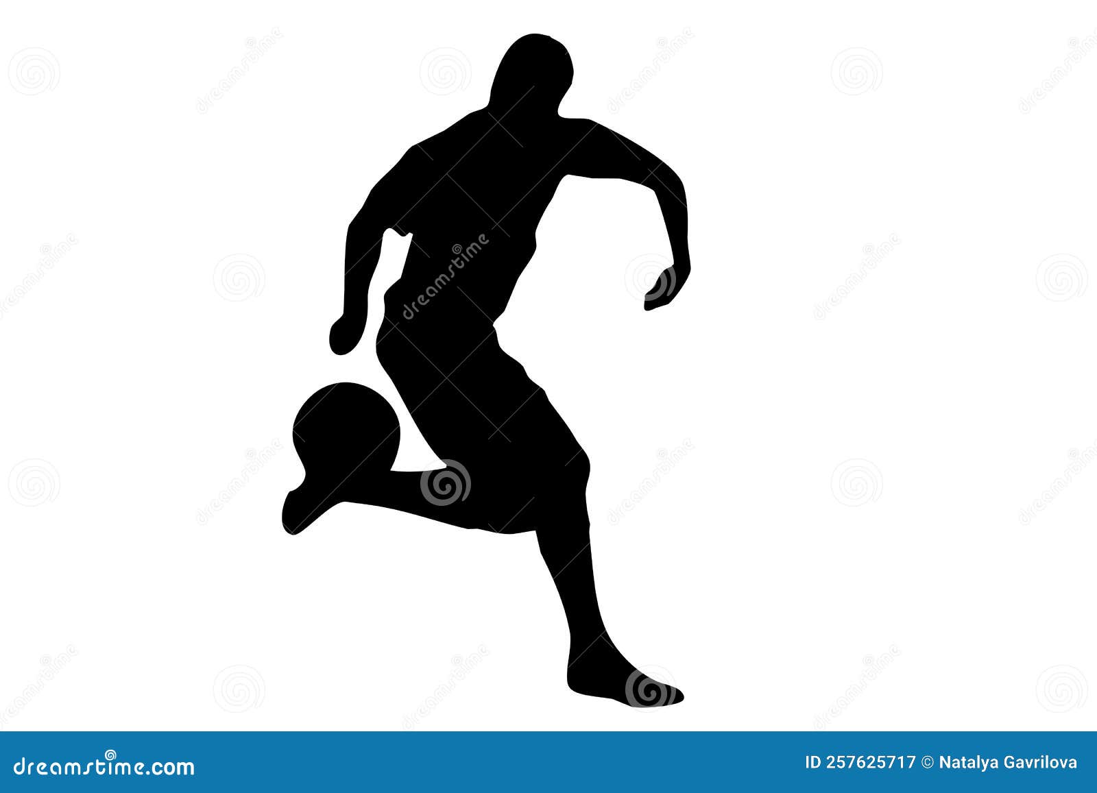 Black Figure of a Football Player with a Ball Stock Illustration