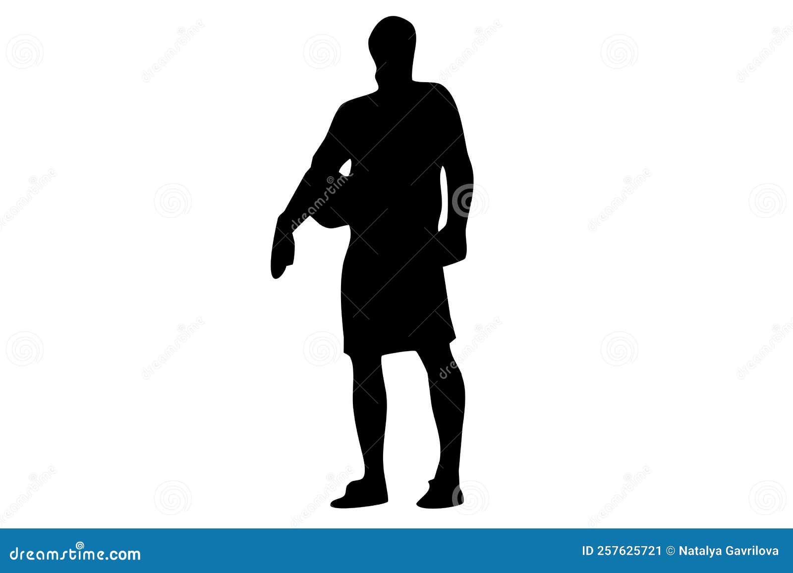 Black Figure of a Football Player with a Ball Stock Illustration