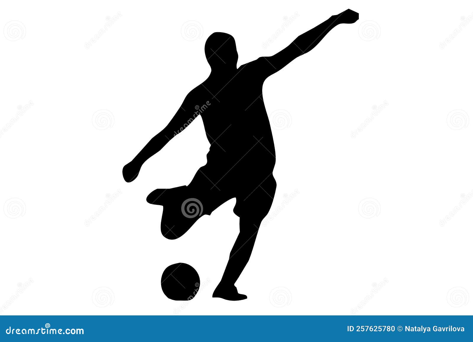 Black Figure of a Football Player with a Ball Stock Illustration