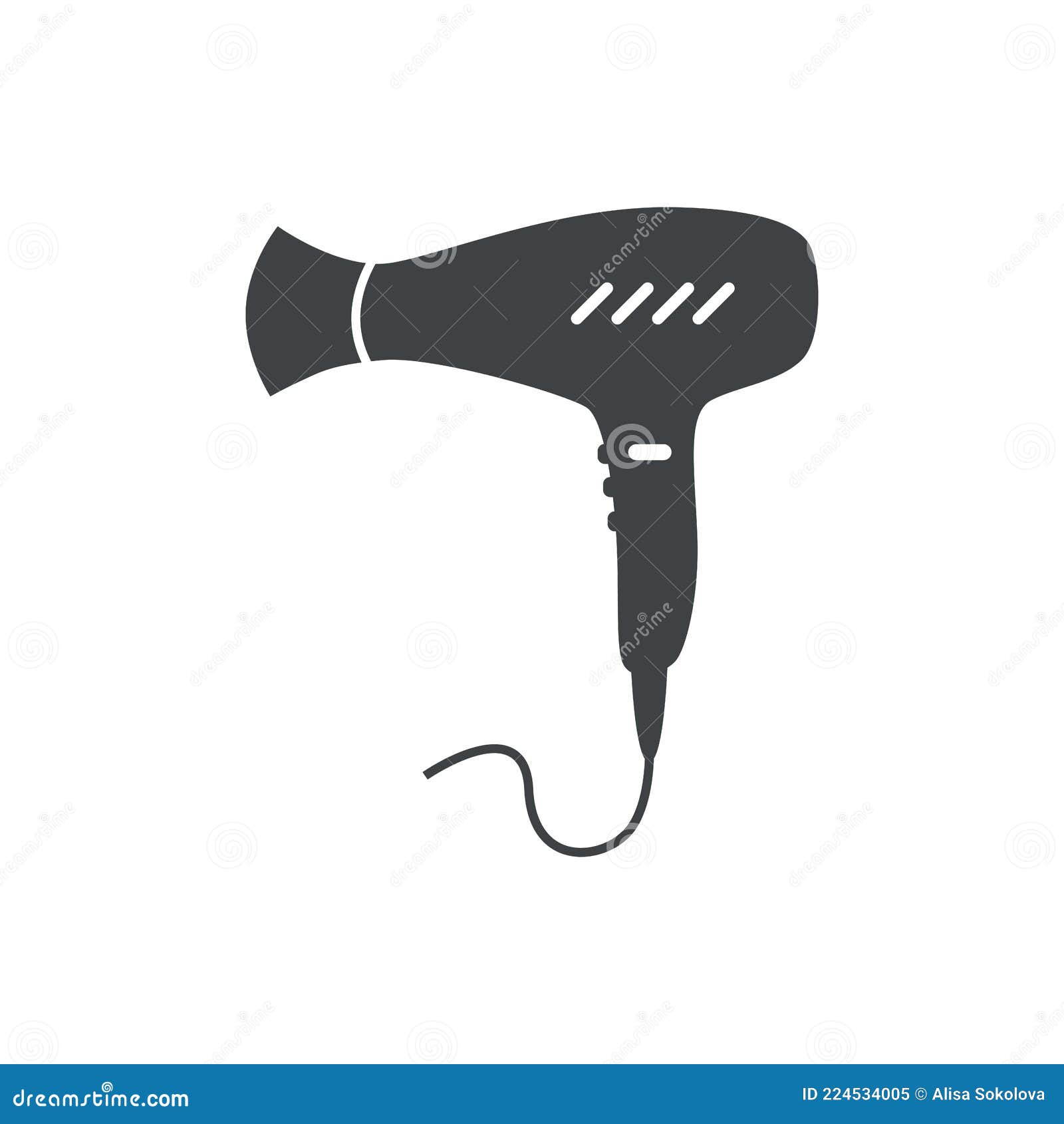 Black Filled Hair Dryer Vector Icon Isolated on White Transparent Background.  Stock Vector - Illustration of styling, hair: 224534005