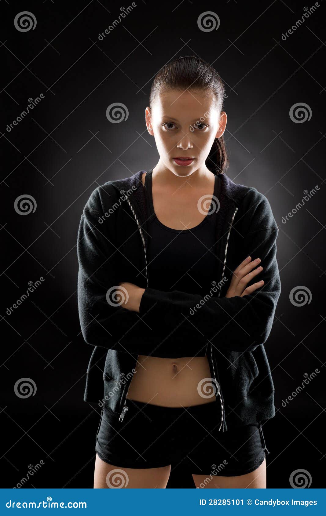 Black Fitness Woman Sport Young Posing Portrait Stock Image - Image ...