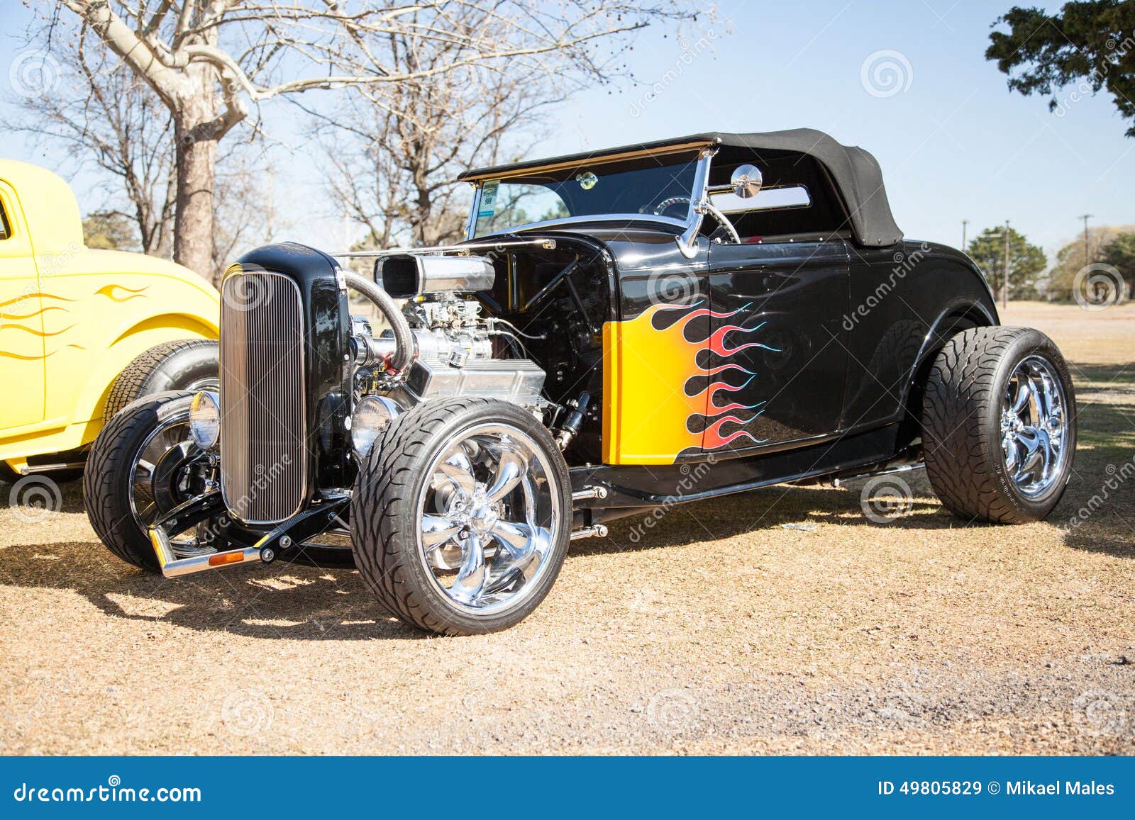 Black Flaming Hot Rod with Chrome Editorial Stock Image - Image of auto ...