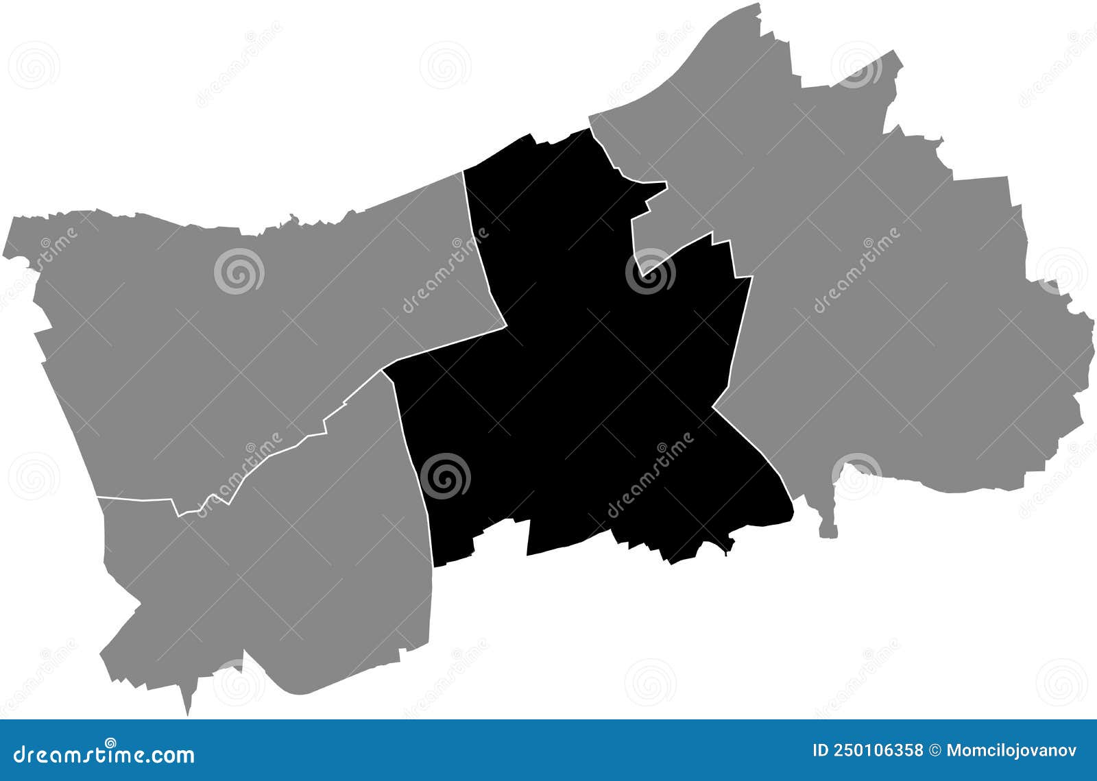 Black Flat Blank Highlighted Location Map Herne Mitte District Inside Gray Administrative Map Herne Germany Locator Map 250106358 