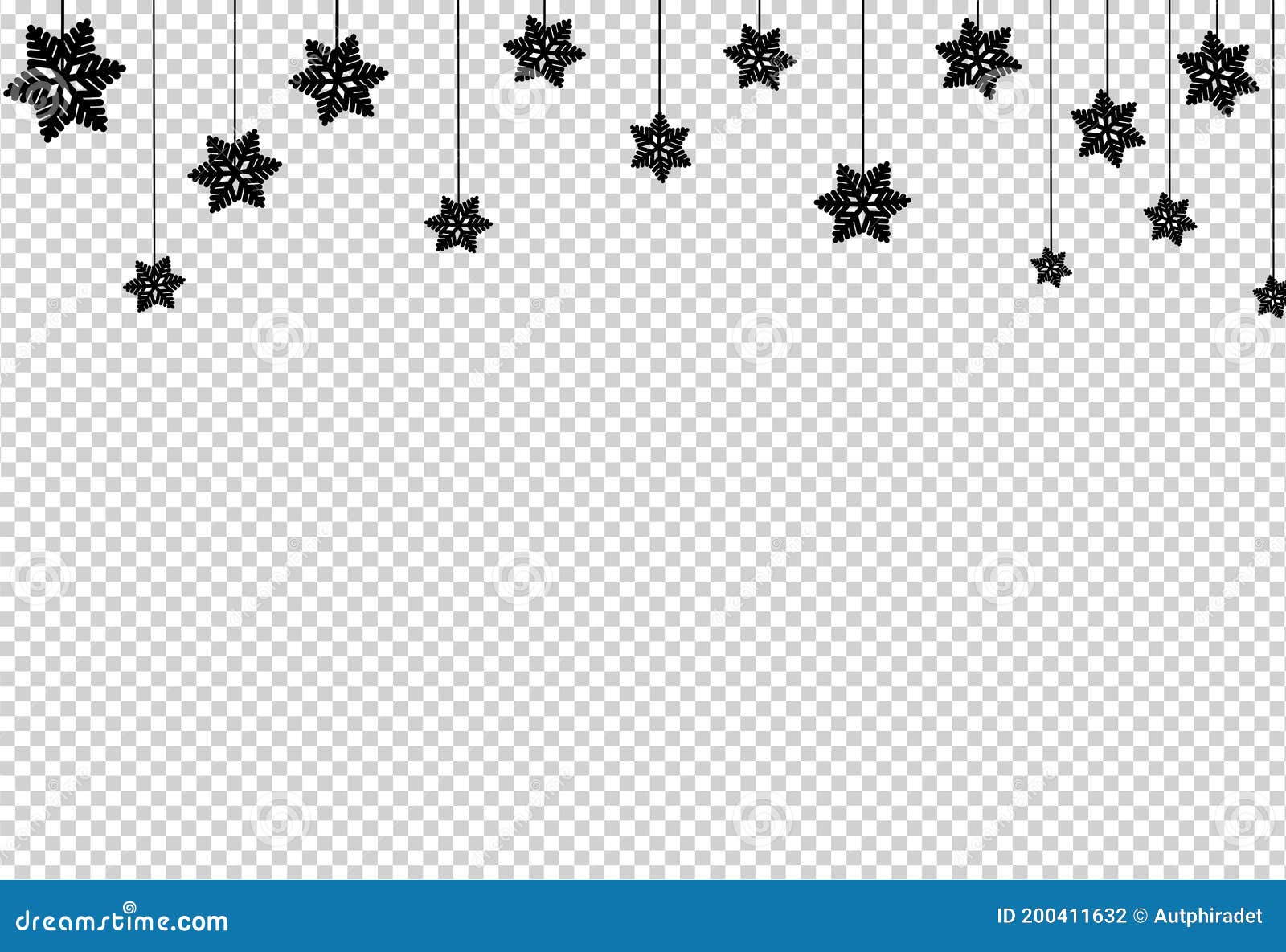 Black Flat Snowflakes Hanging from Top ,Christmas Decoration Isolated on Png  or Transparent Background, Space for Text, Sale Stock Vector - Illustration  of flat, elements: 200411632