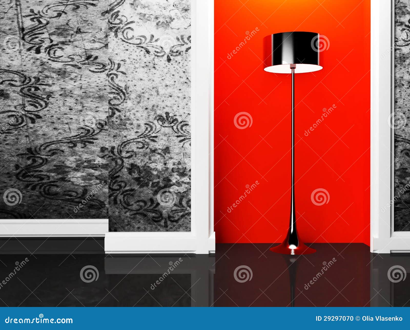 A Black Floor Lamp in the Room Stock Illustration Illustration of