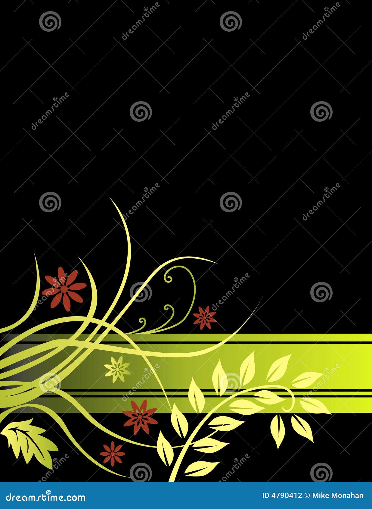 Black Floral Background stock vector. Illustration of artwork 4790412