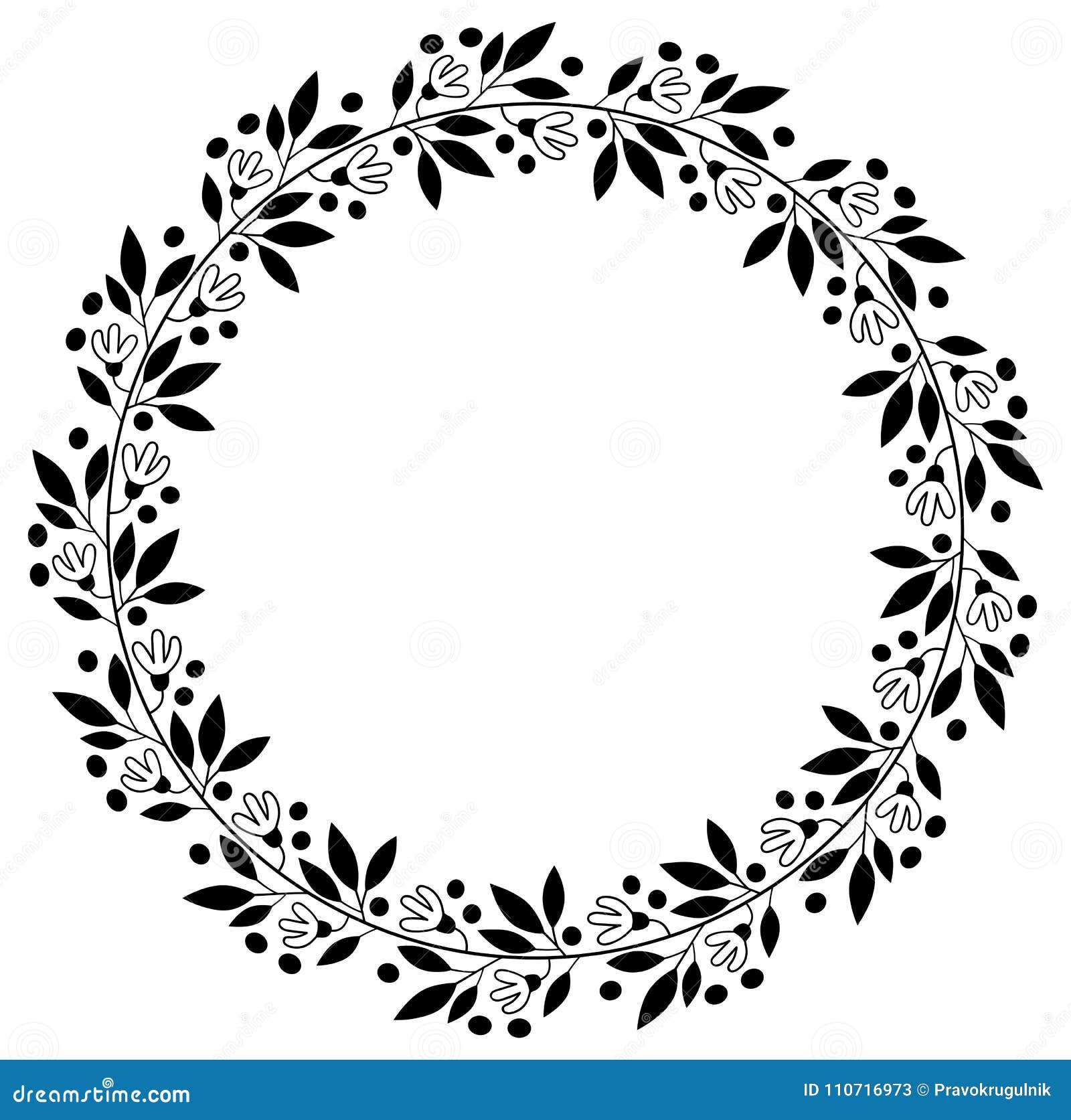 Round Floral Border Black And White Circle Border Design - canvas-beaver