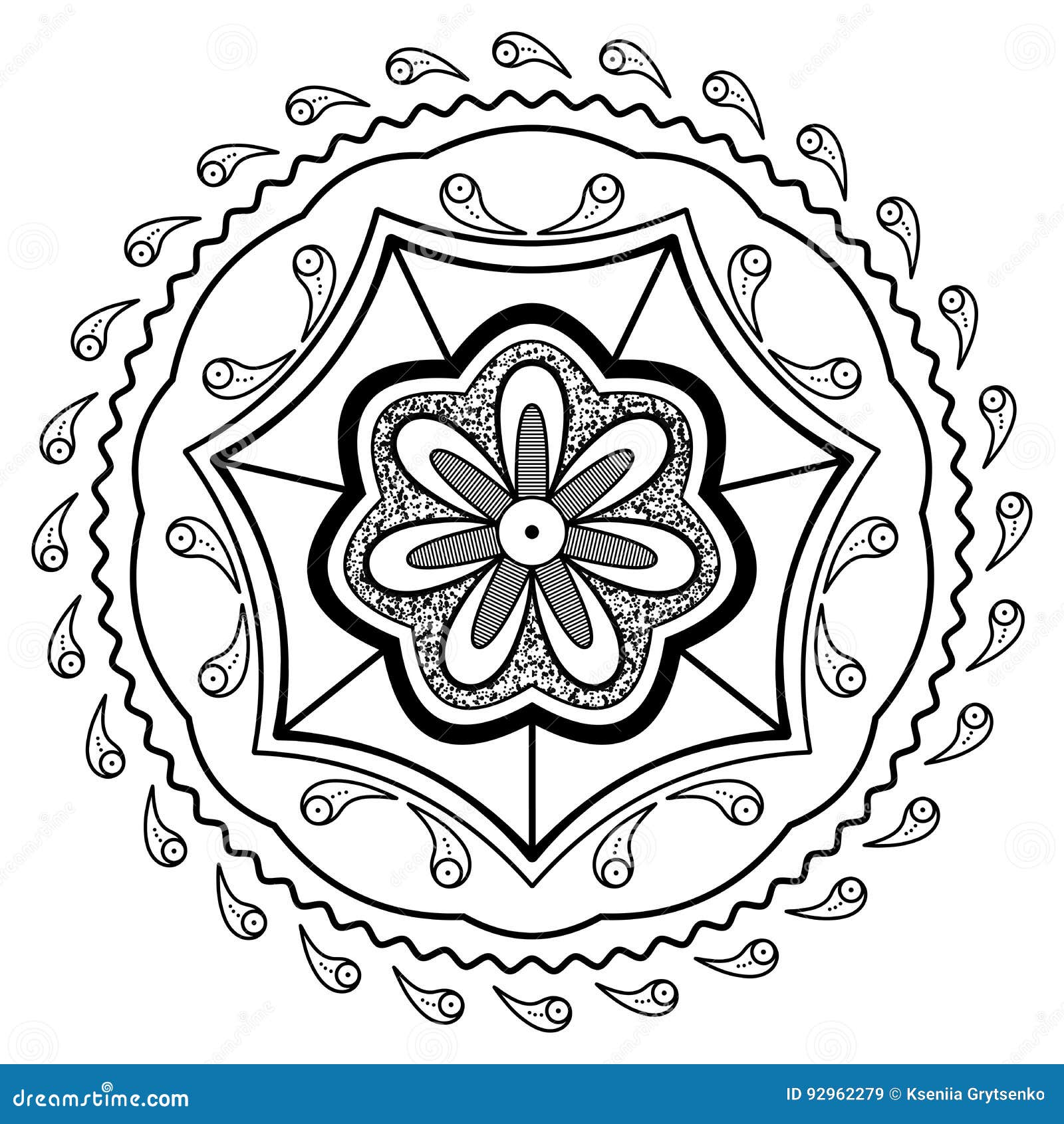 Black Flower Mandala Stock Vector Illustration Of Asian 92962279