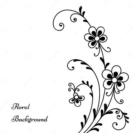 Black flowers on white stock vector. Illustration of floral - 33320515