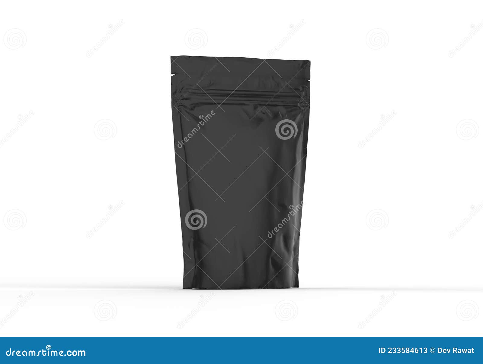 black foil food doy pack stand up pouch, zipper pouch packaging bag mockup on  white background, ready for  presenta