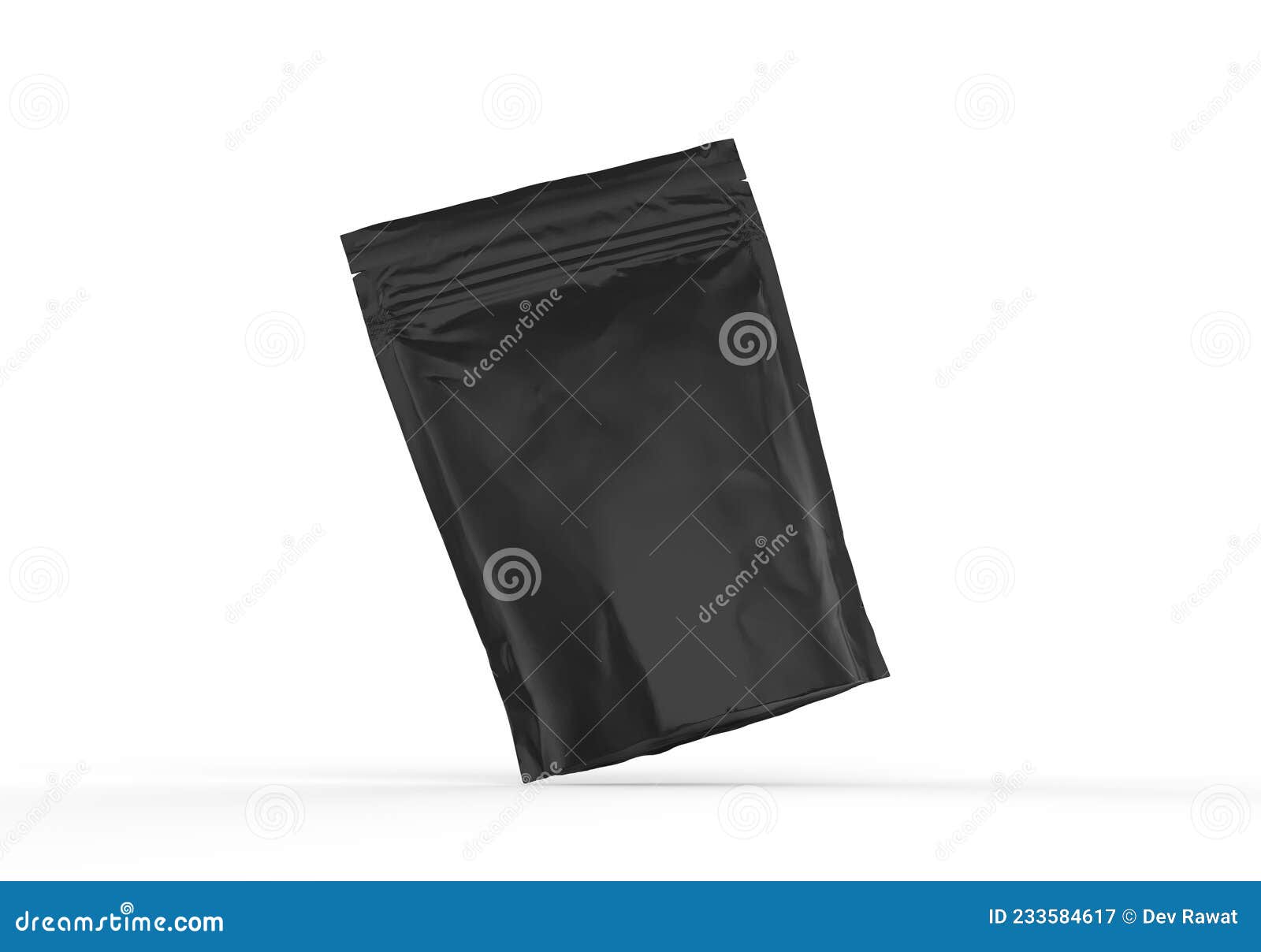 black foil food doy pack stand up pouch, zipper pouch packaging bag mockup on  white background, ready for  presenta