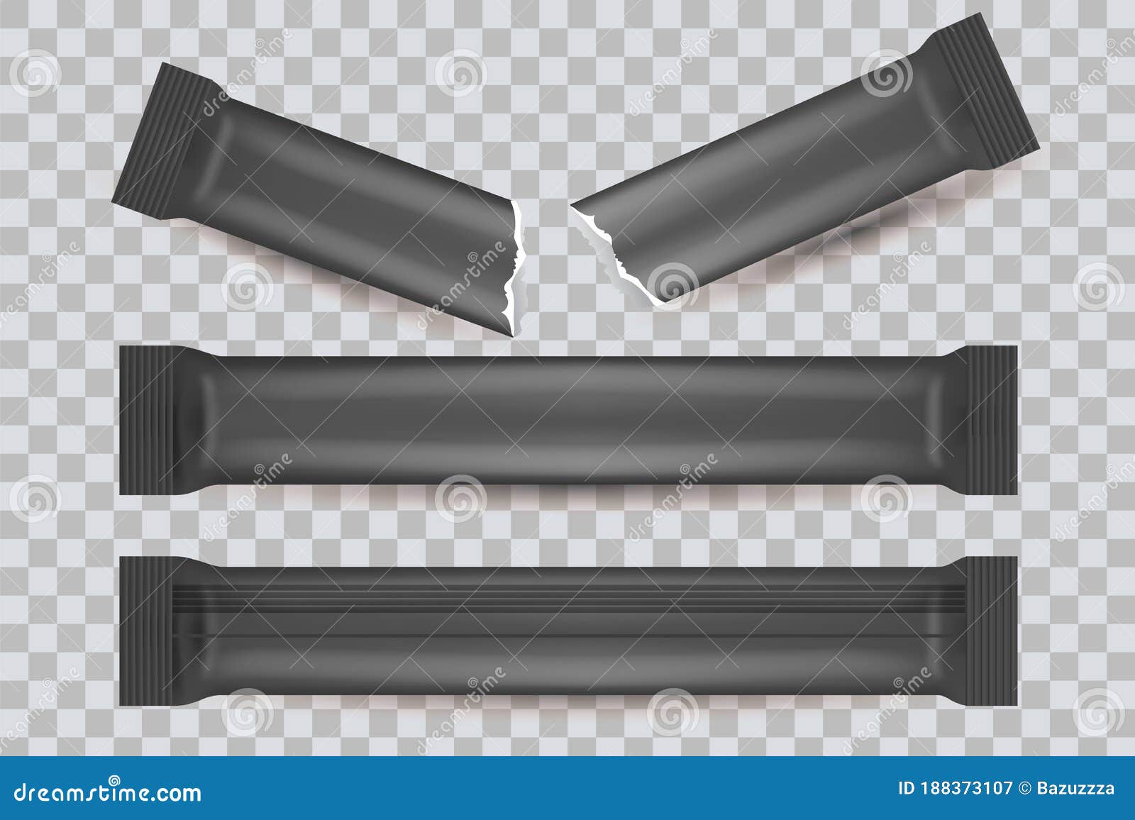 Download Black Food Stick Pack Mockup Set, Vector Isolated Illustration Stock Vector - Illustration of ...