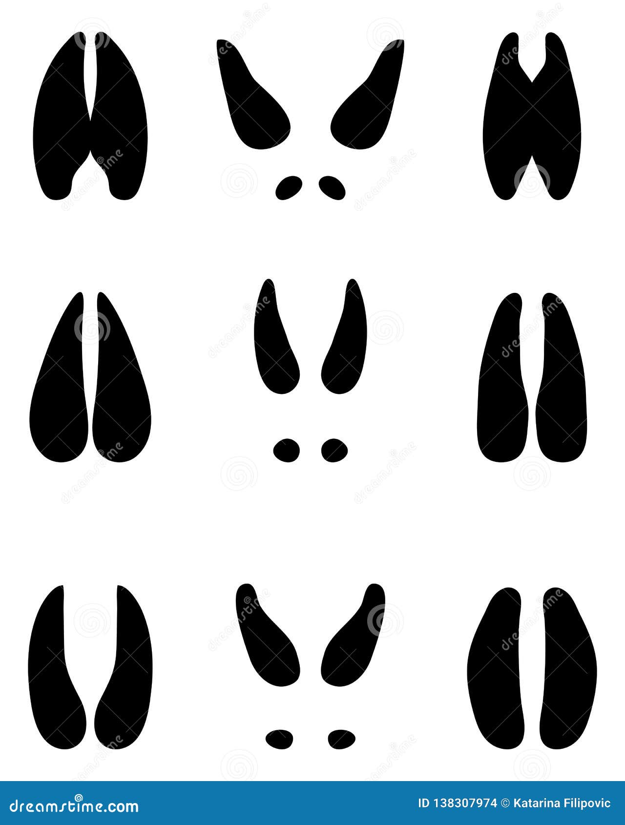 Black footprints of deer stock illustration. Illustration of footprint