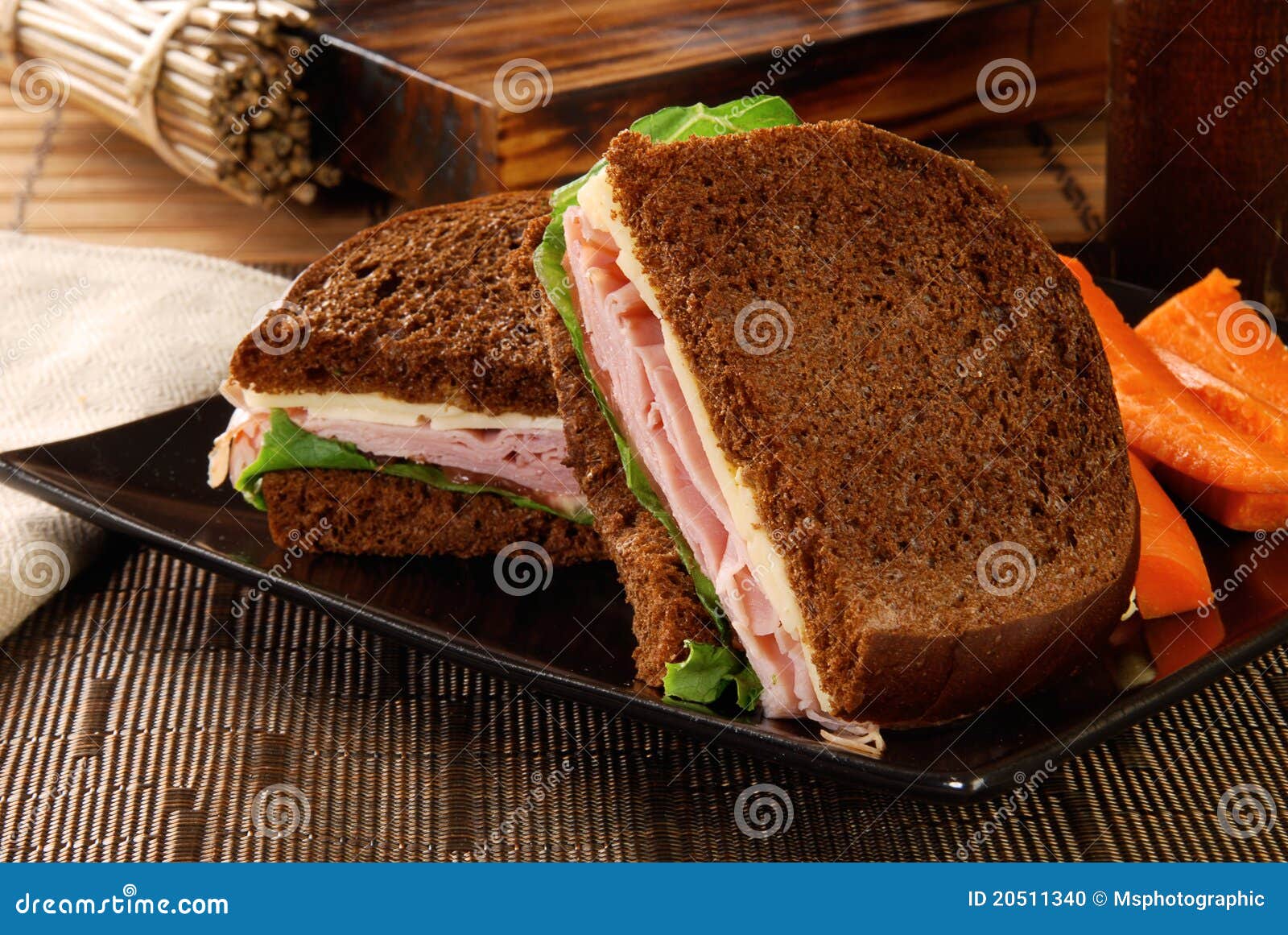Black Forese Ham Sandwich on Rye Stock Photo Image of nutritious