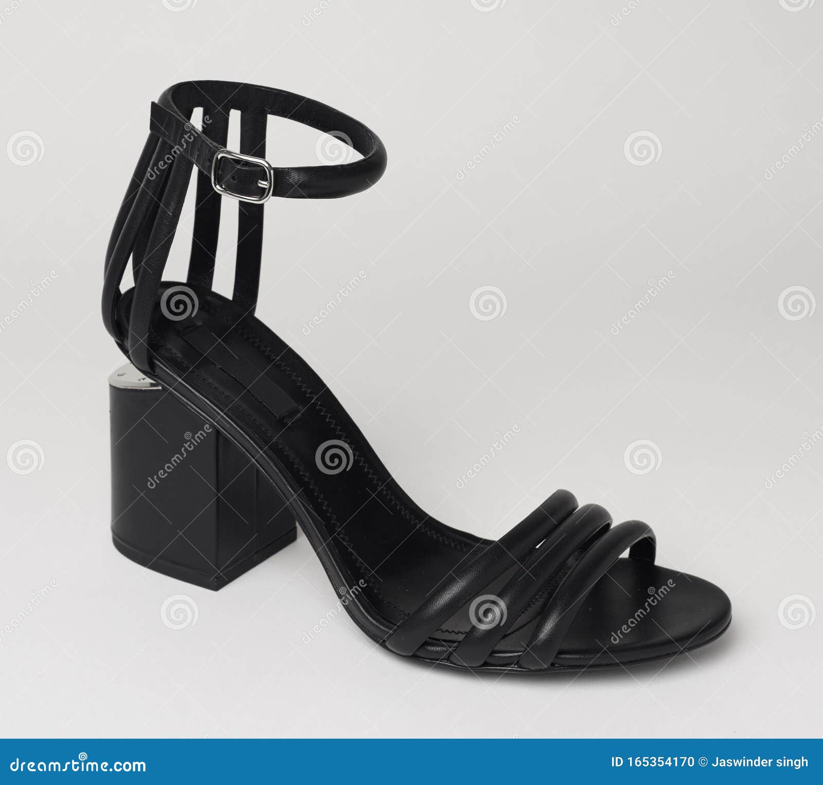 Black Formal Heels for Womenâ€™s with Multiple Straps and White ...