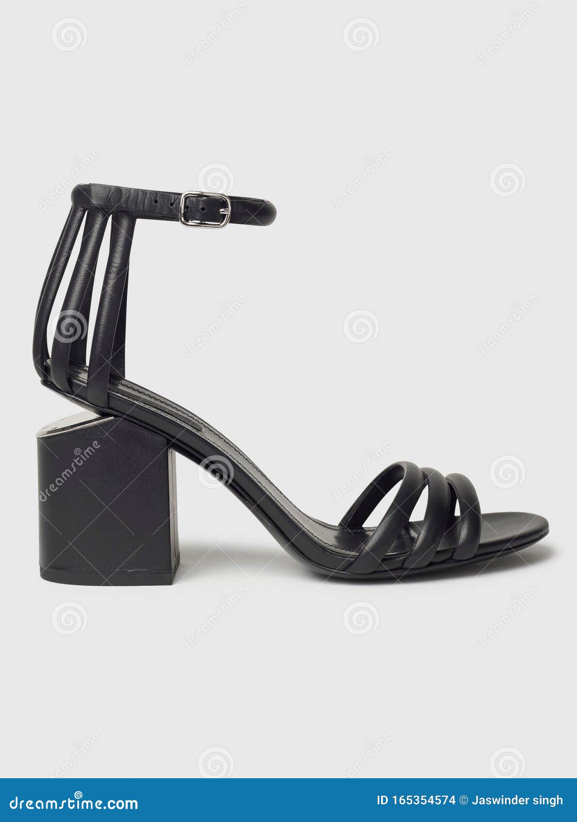 Black Formal Heels for Womenâ€™s with Multiple Straps and White ...