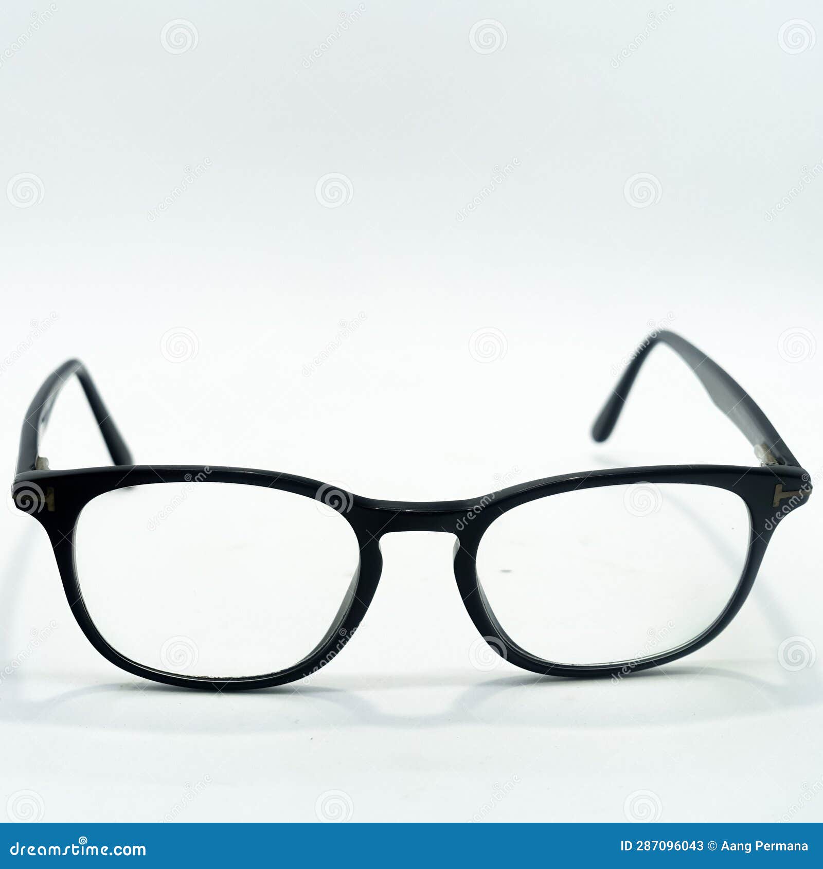 Black Frame Reading Glasses Isolated in White Background . Stock Image