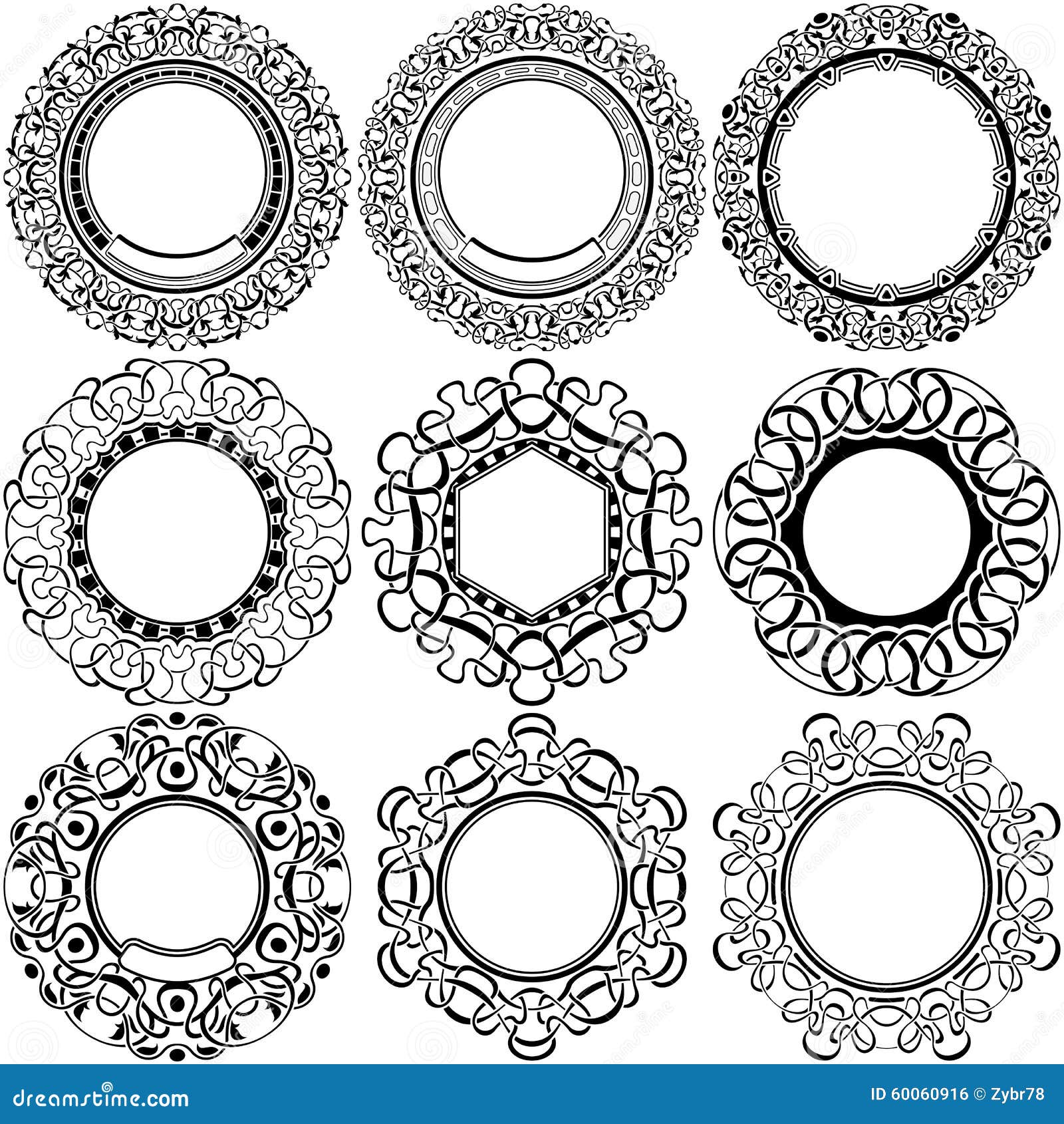 Black frame set stock vector. Illustration of ornate - 60060916