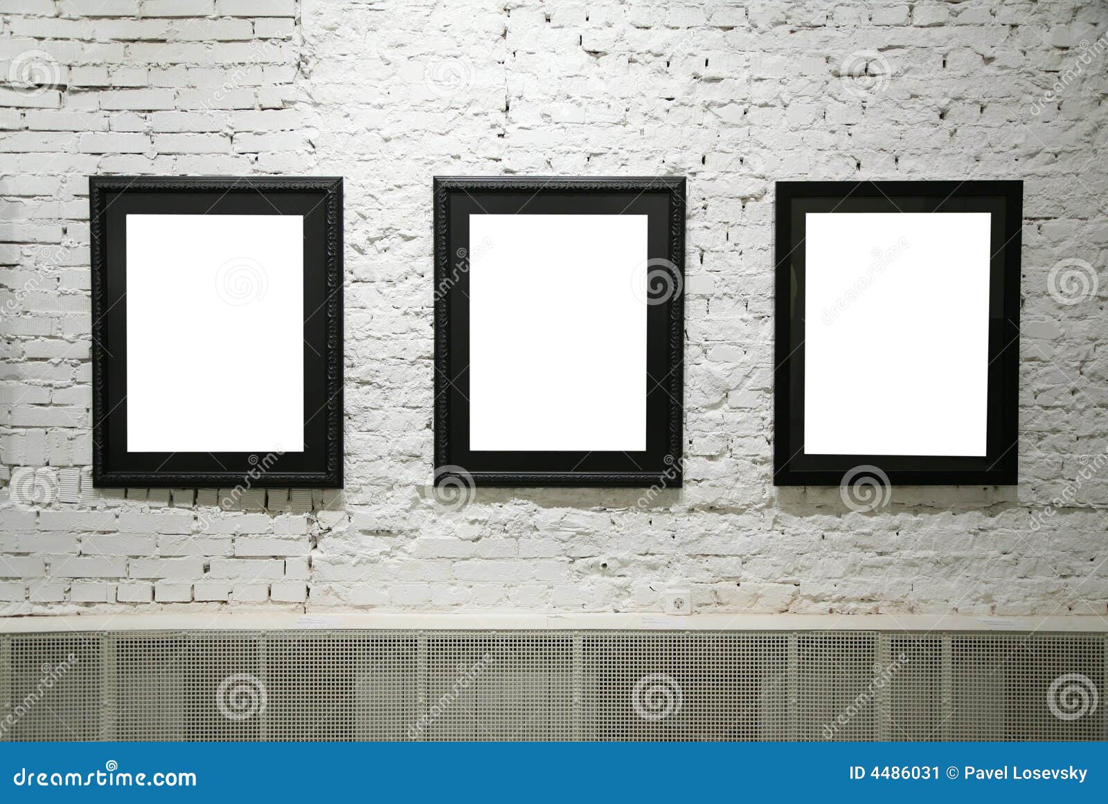 Black Frames on White Brick Wall Stock Image Image of gallerie