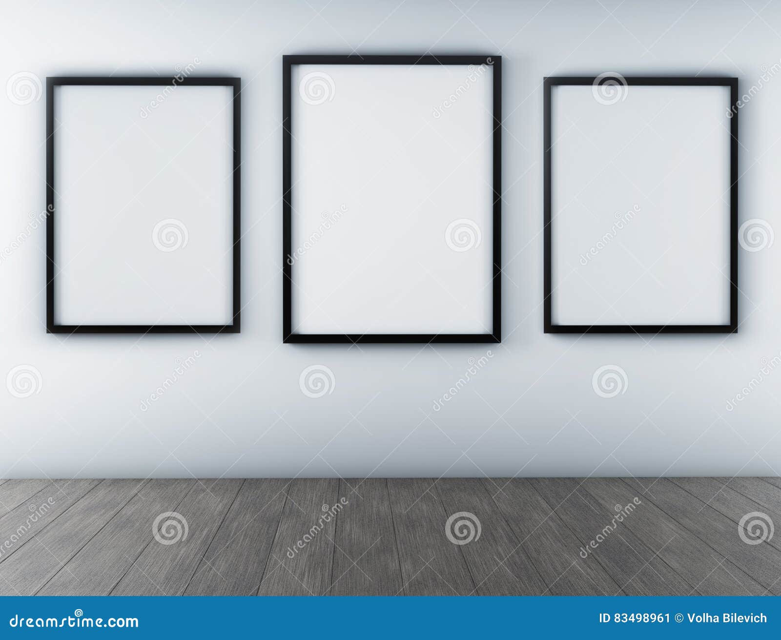 Black Frames on White Wall. 3d Render Stock Illustration Illustration