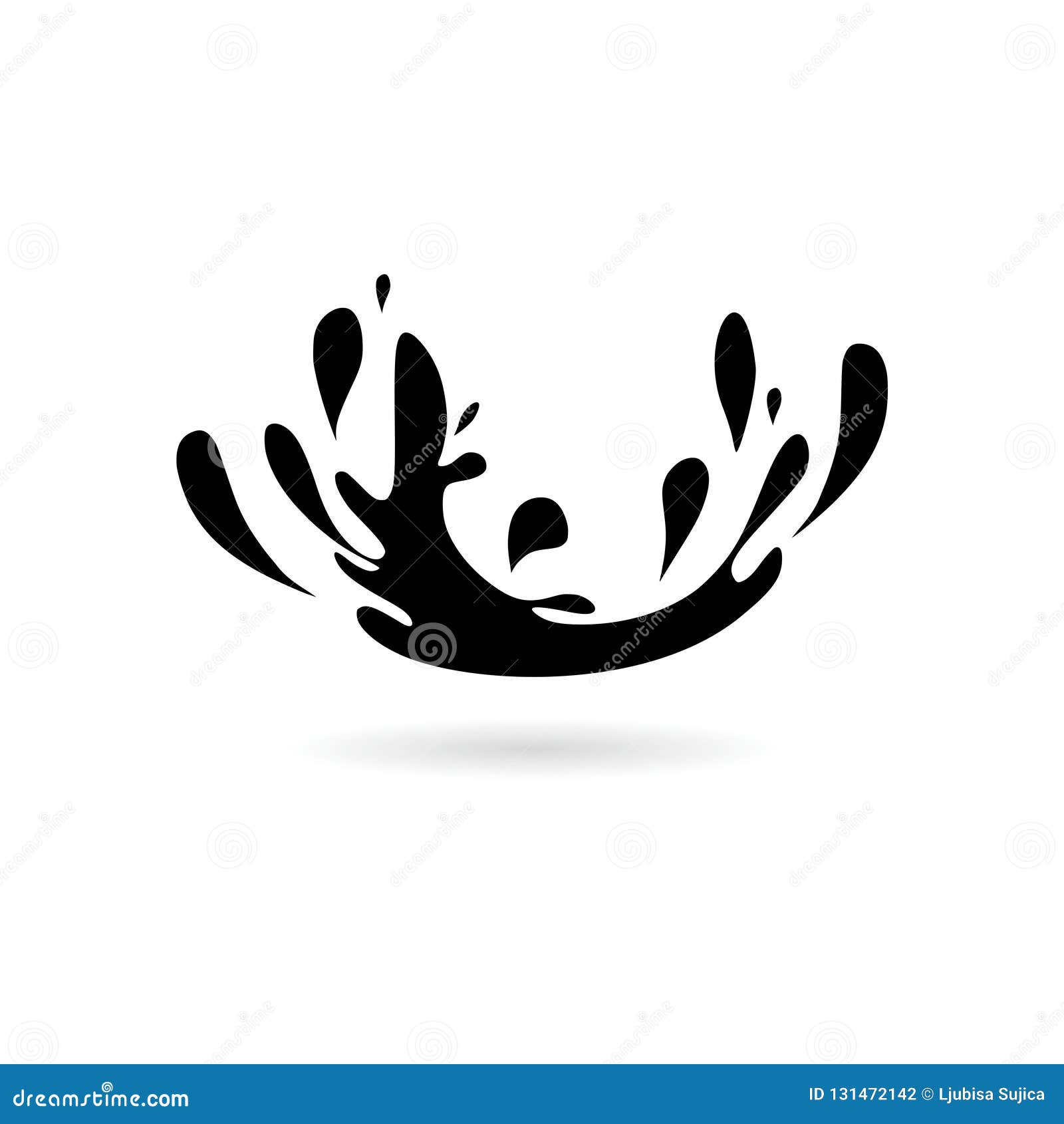 Black Fresh Water Splash Icon Or Logo Isolated On White Background