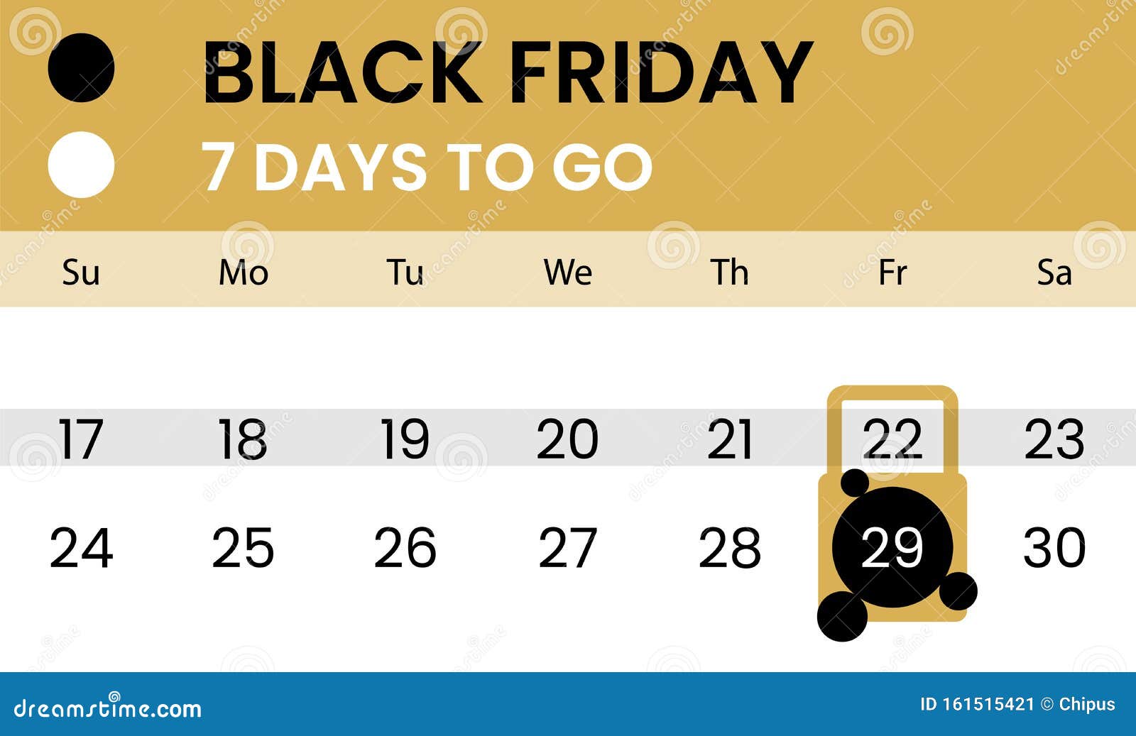 Black Friday Banner As Calendar with Countdown Stock Vector