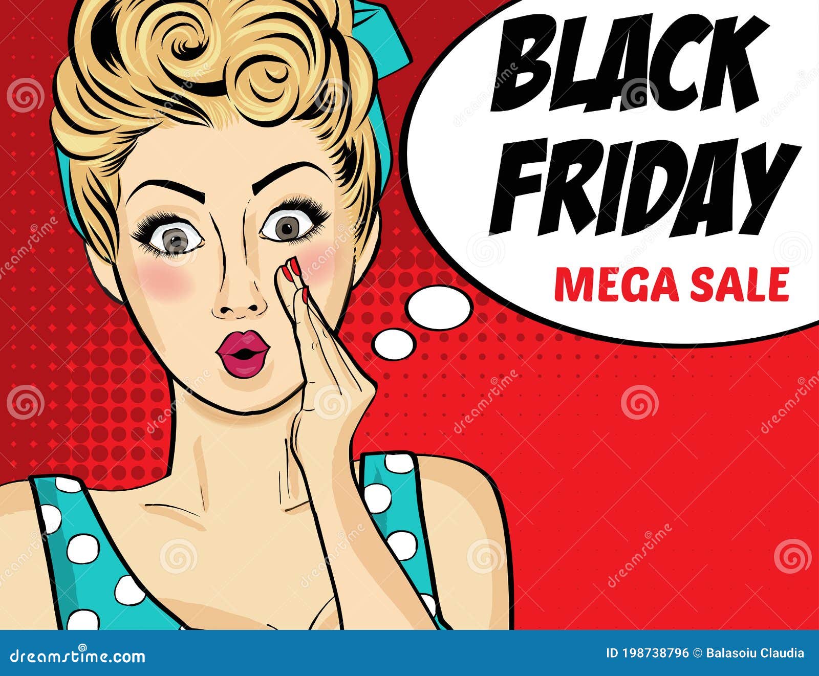 Black Friday Banner With Pin Up Girl Retro Style Stock Vector