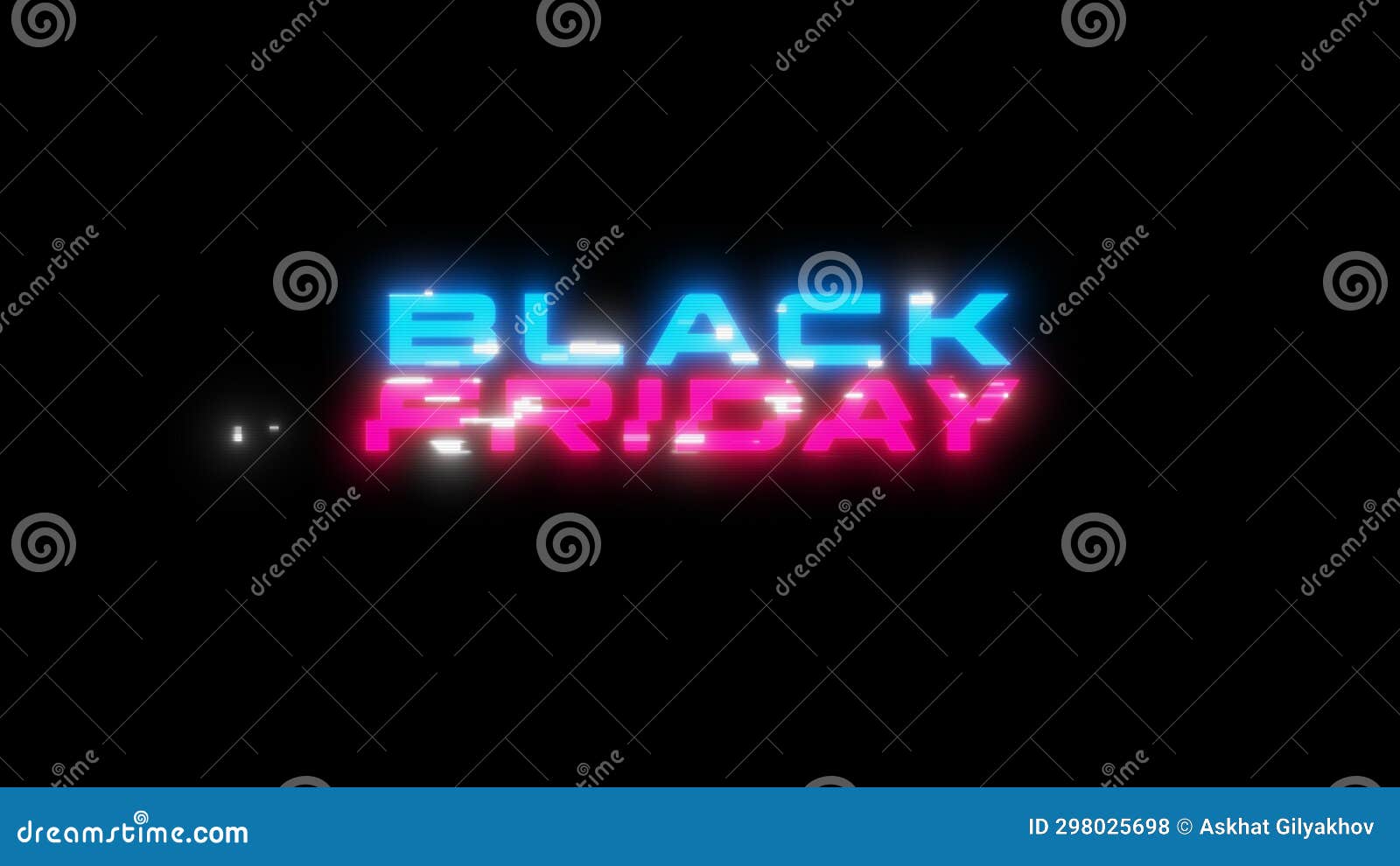 black friday blue and pink text with glitches