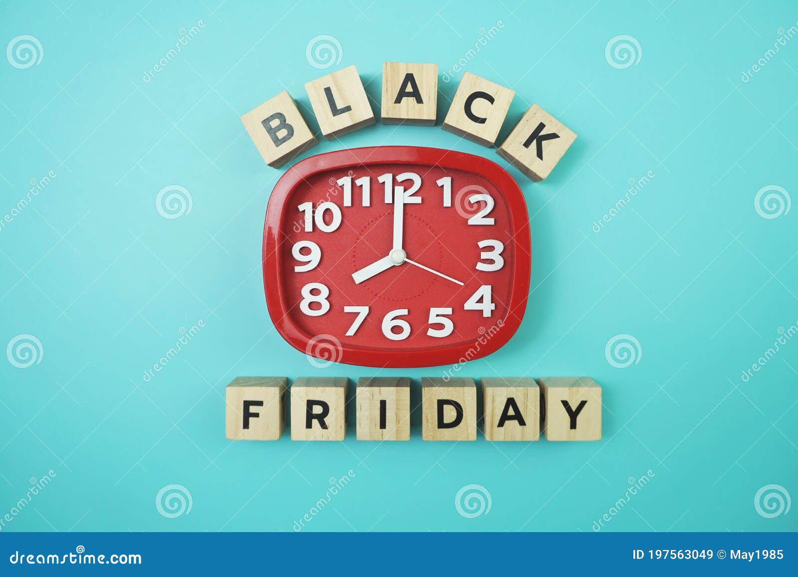 Black Friday with Clock on Blue Background Stock Image Image of flat, promotion 197563049