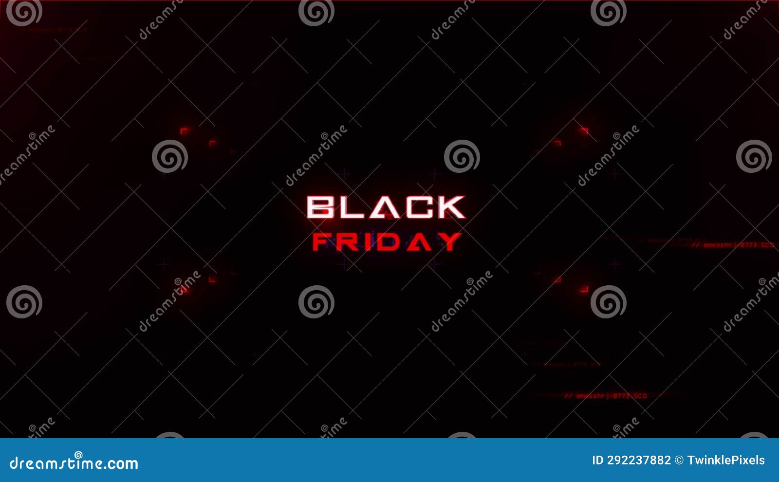 Black Friday on Computer Screen with HUD Elements and Glitch Stock