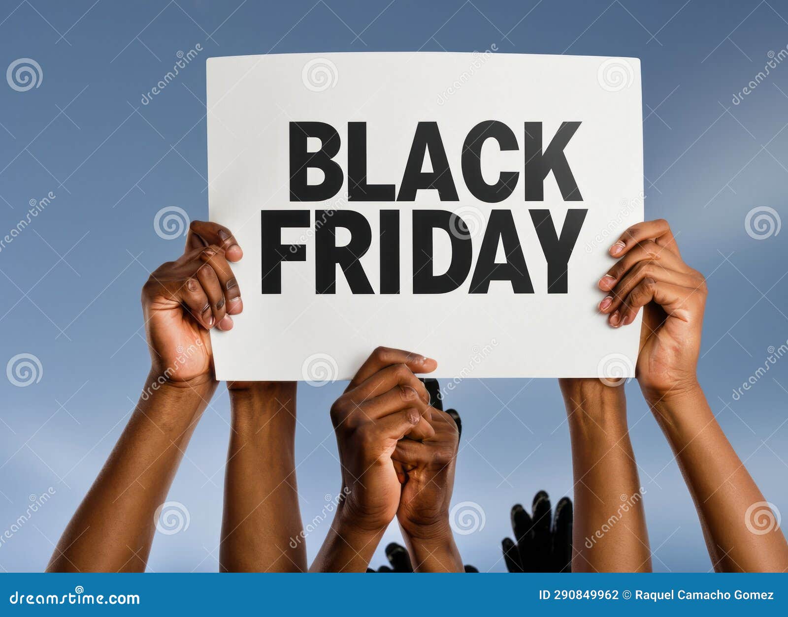 Black Friday Concept. People Hands Holding a Withe Poster with the