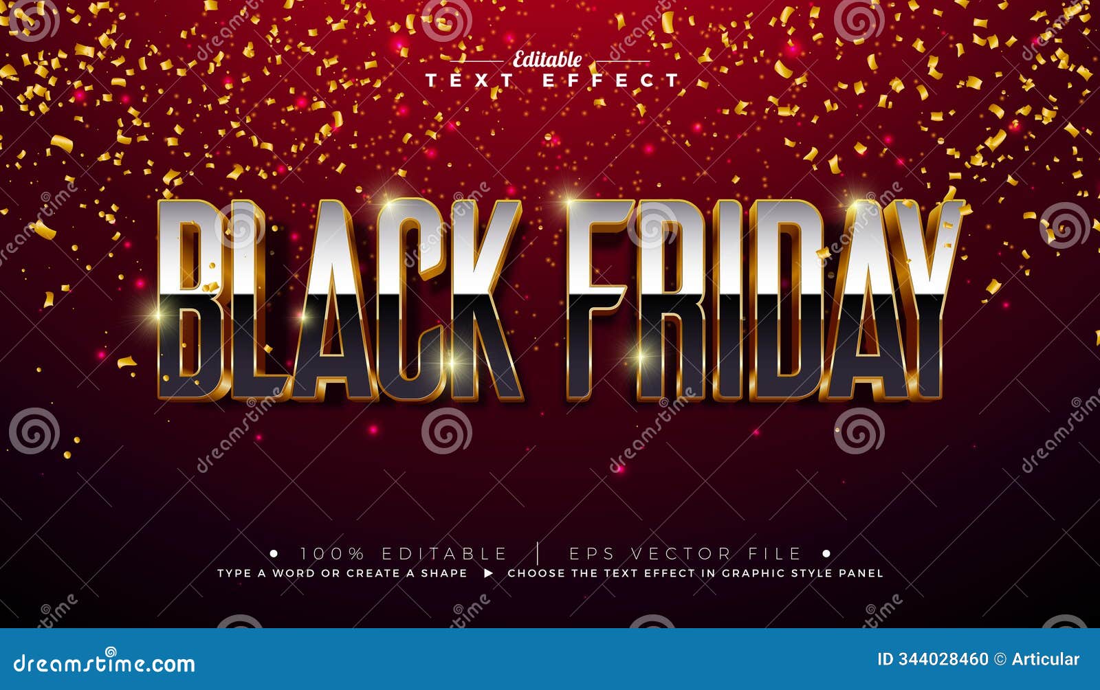 black friday 3d text effect . editable and scalable  graphic style effect with black and white golden framed