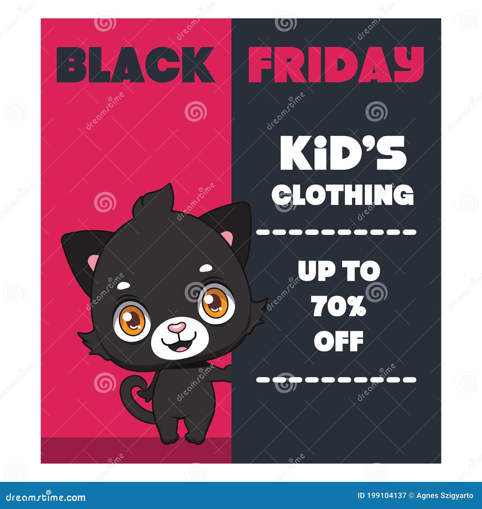 Black Friday Design Template for Kids Clothing Shops Stock Vector